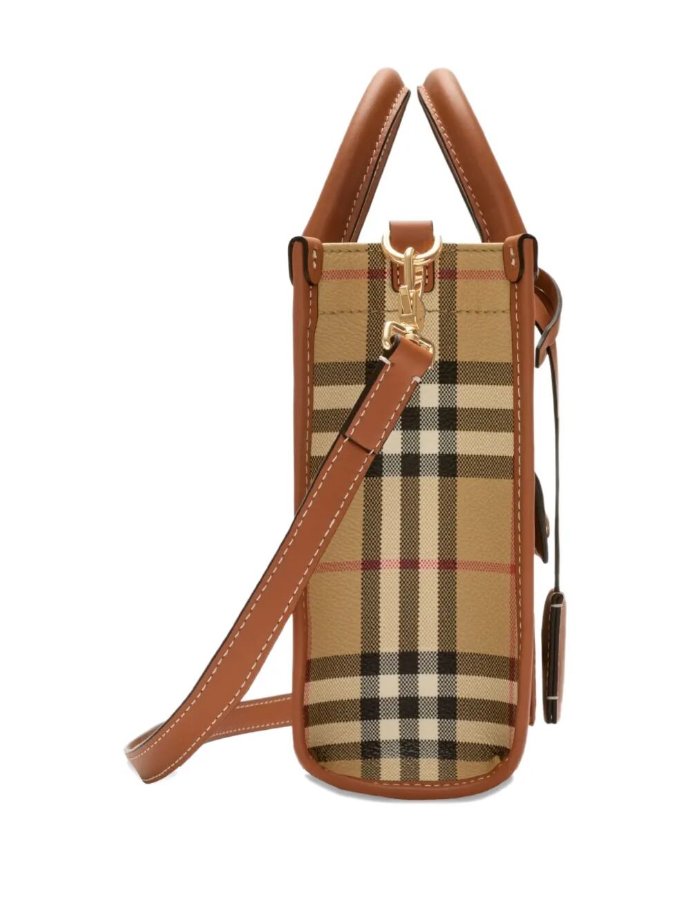 Burberry Women Mini Freya Tote Bag In Burberry Check Coated Cotton Blend BURBERRY