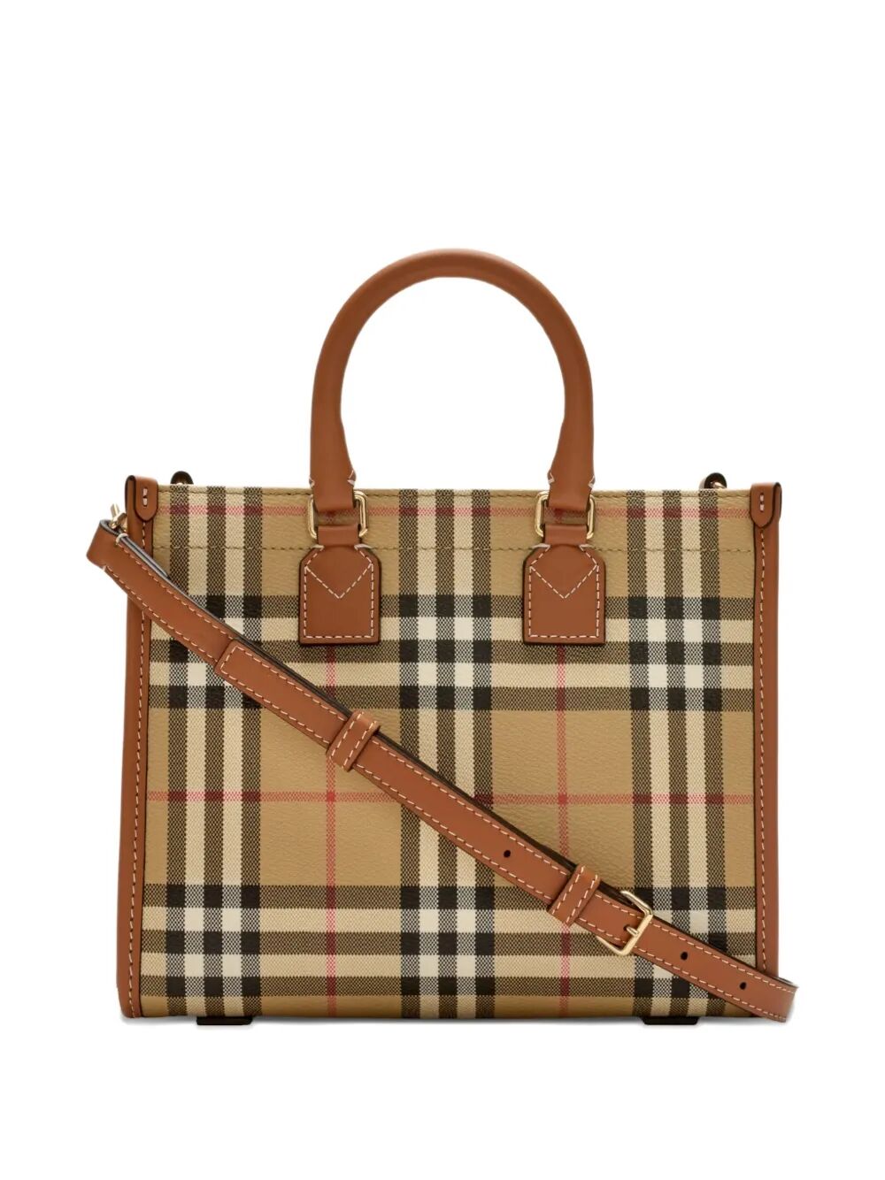 Burberry Women Mini Freya Tote Bag In Burberry Check Coated Cotton Blend BURBERRY