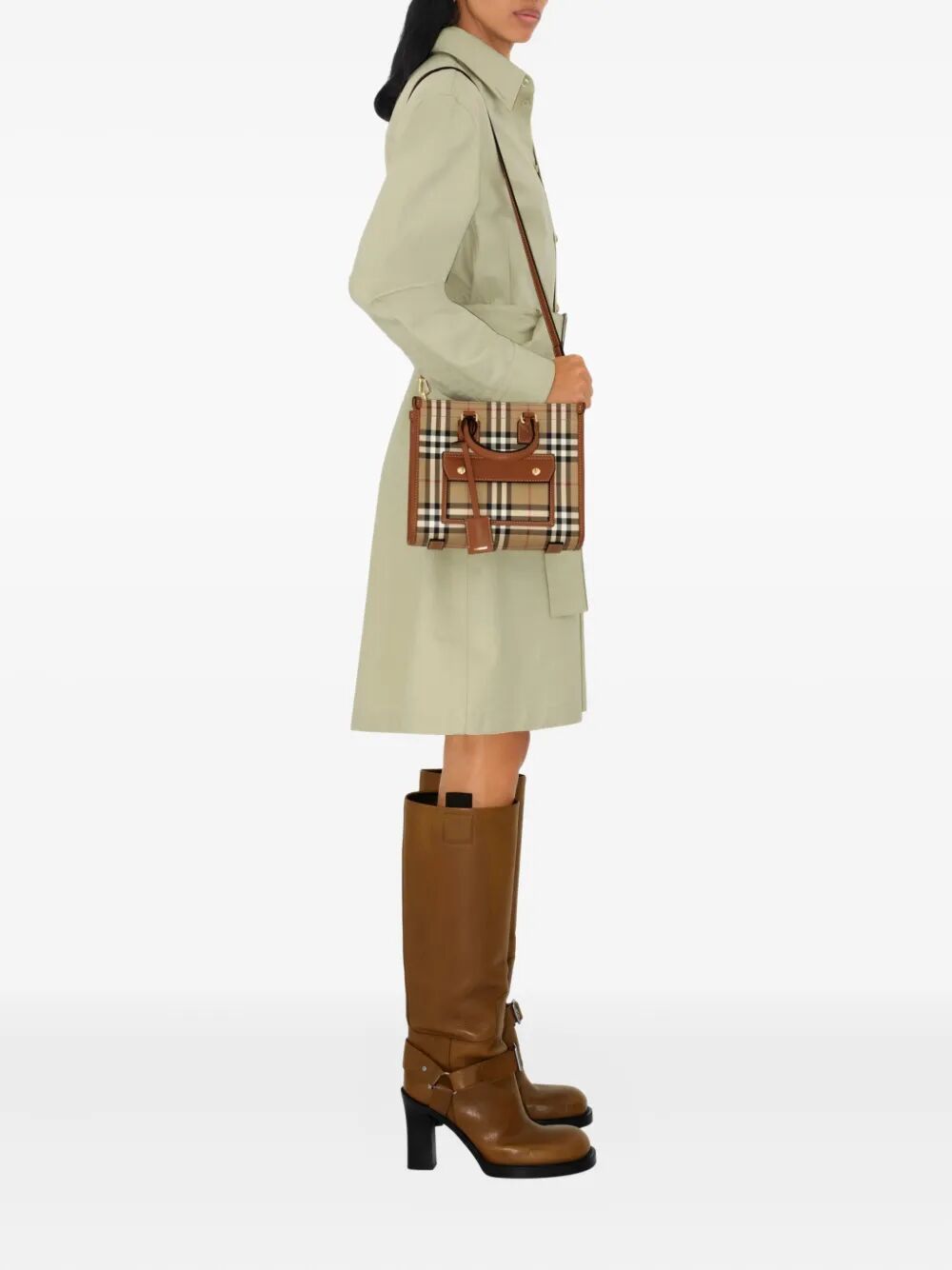 Burberry Women Mini Freya Tote Bag In Burberry Check Coated Cotton Blend BURBERRY