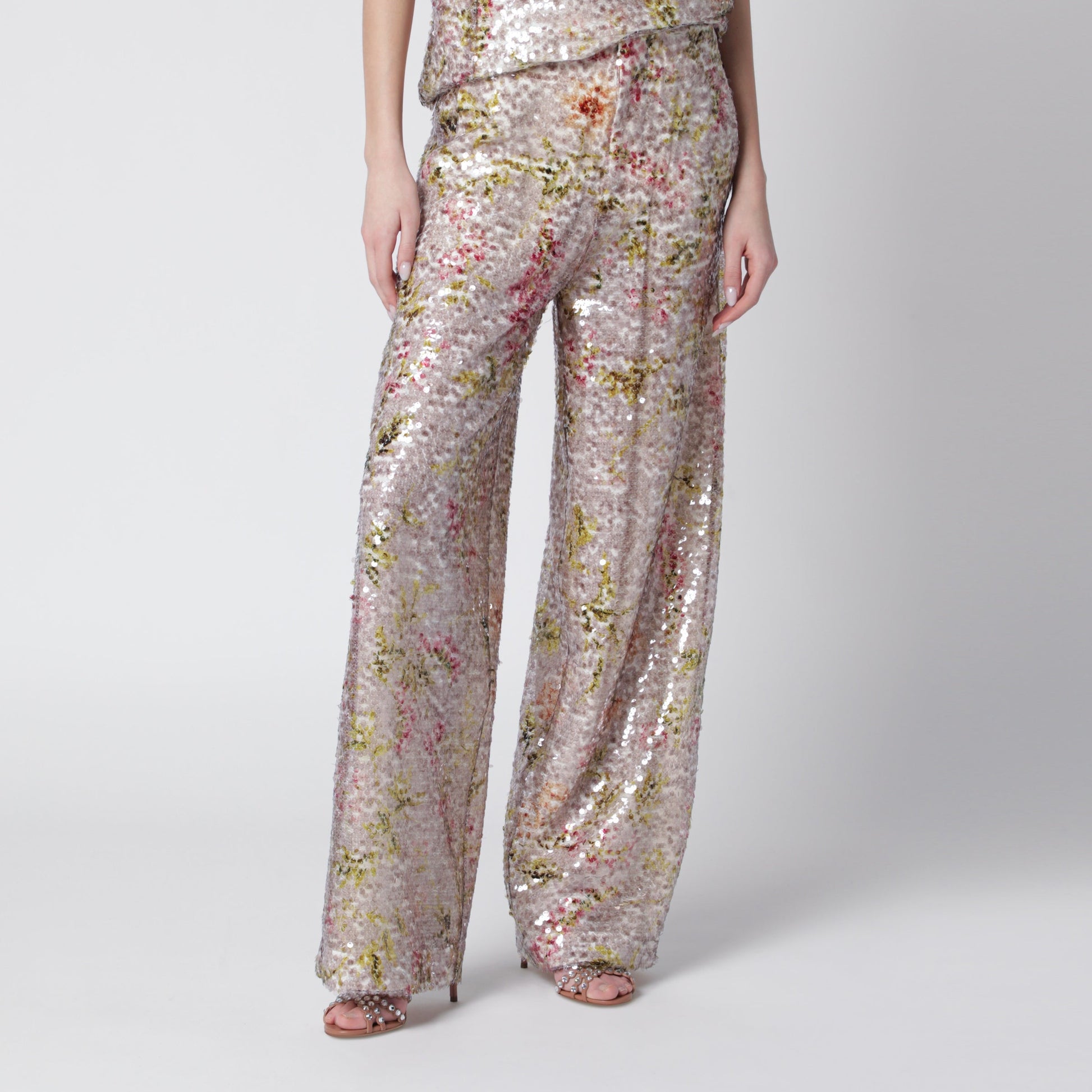 Alberta Ferretti Sequin Trousers With Floral Pattern Women ALBERTA FERRETTI