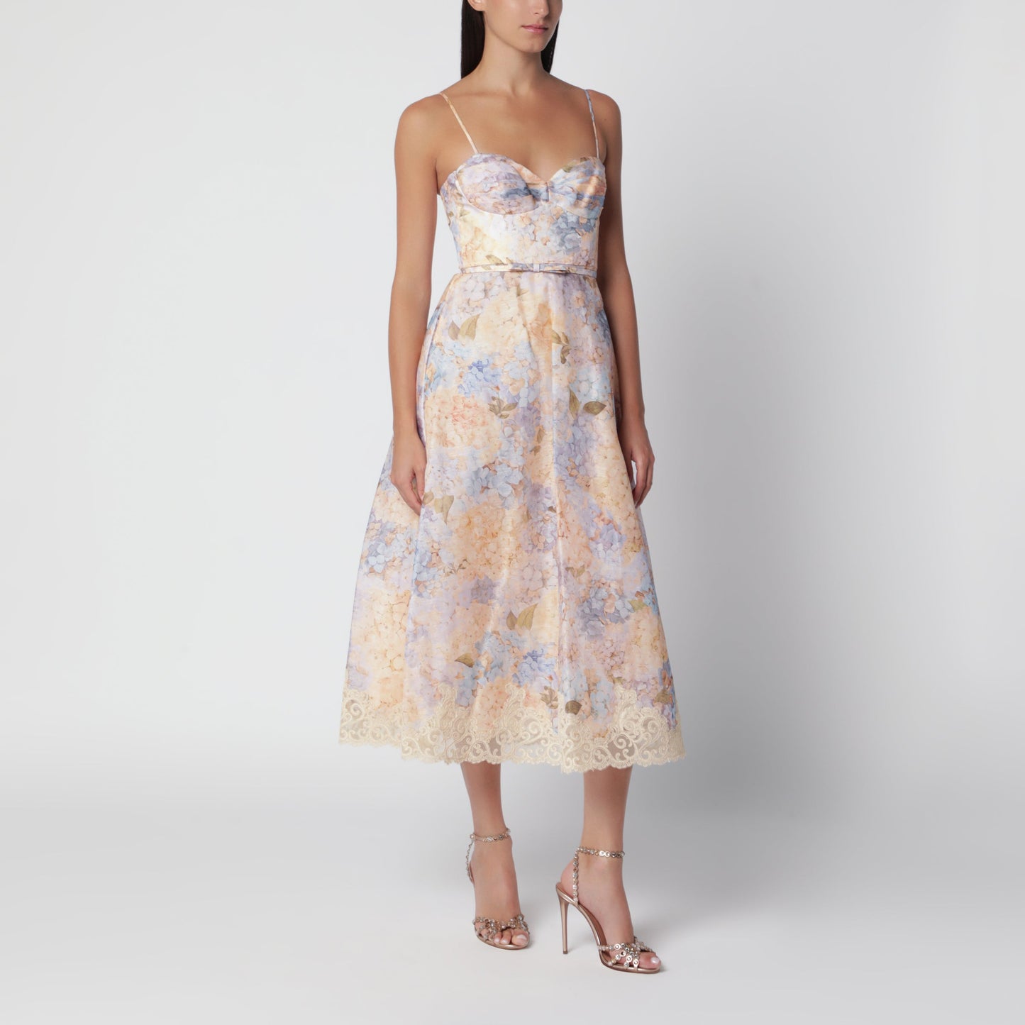 Zimmermann Valiant Blue Hydrangea Silk Linen Midi Dress Women ZIMMERMANN