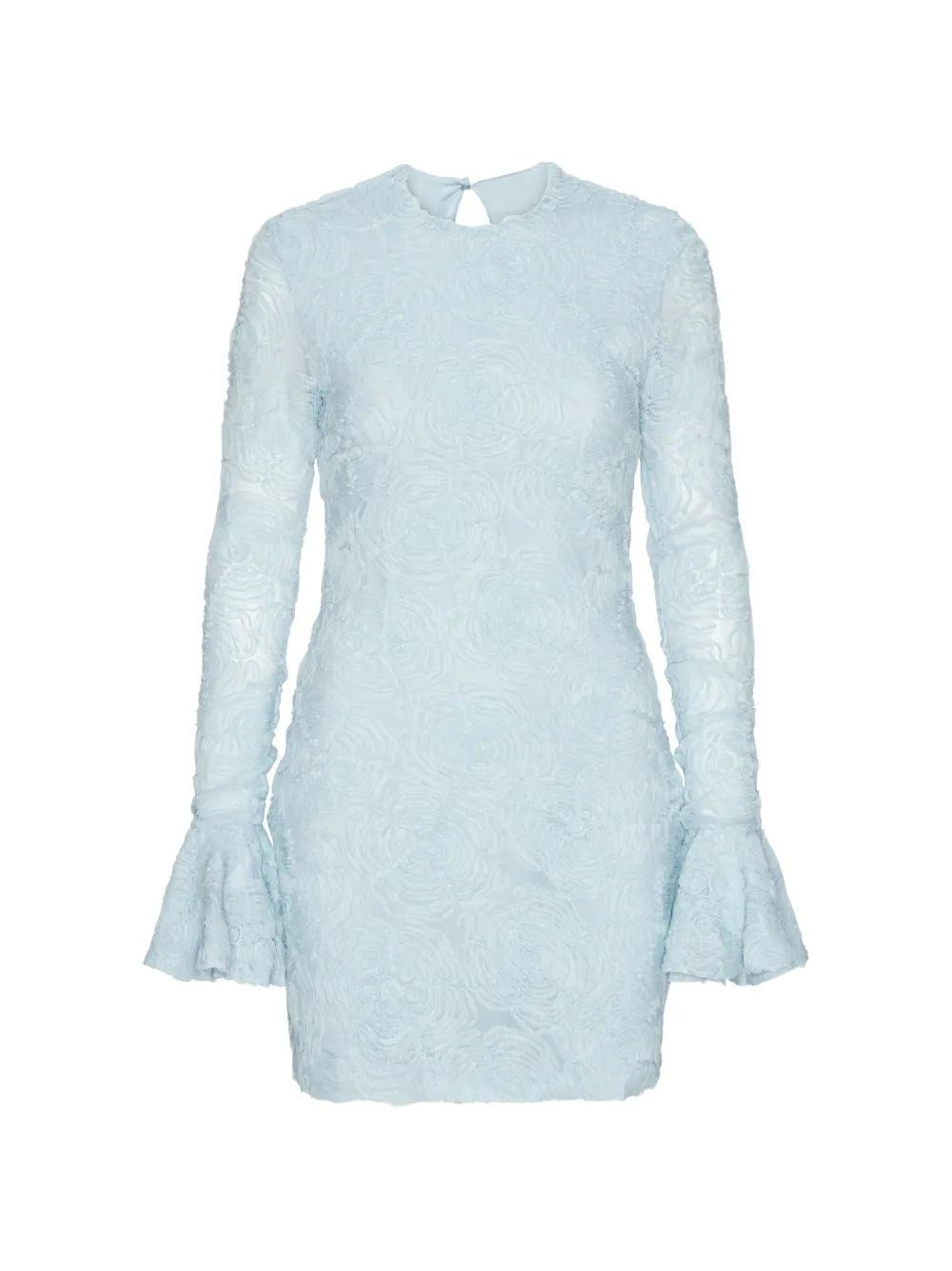 Rotate Women Blue Mesh Mini Dress With Ruffles ROTATE