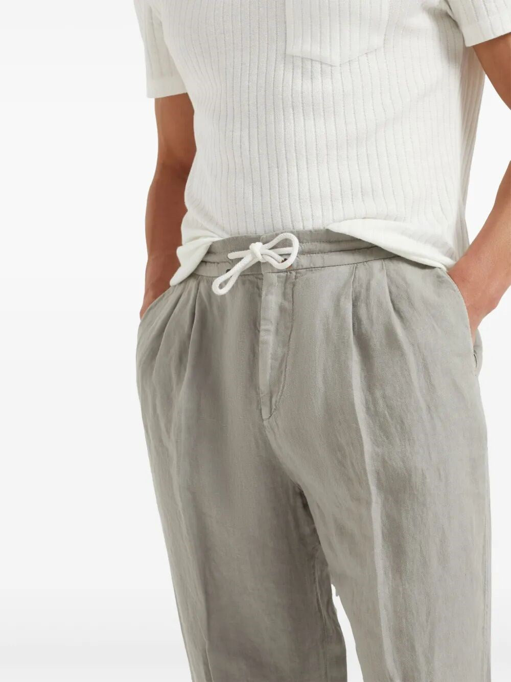 Brunello Cucinelli Men Garment-Dyed Pants With Drawstring And Double Pleats BRUNELLO CUCINELLI
