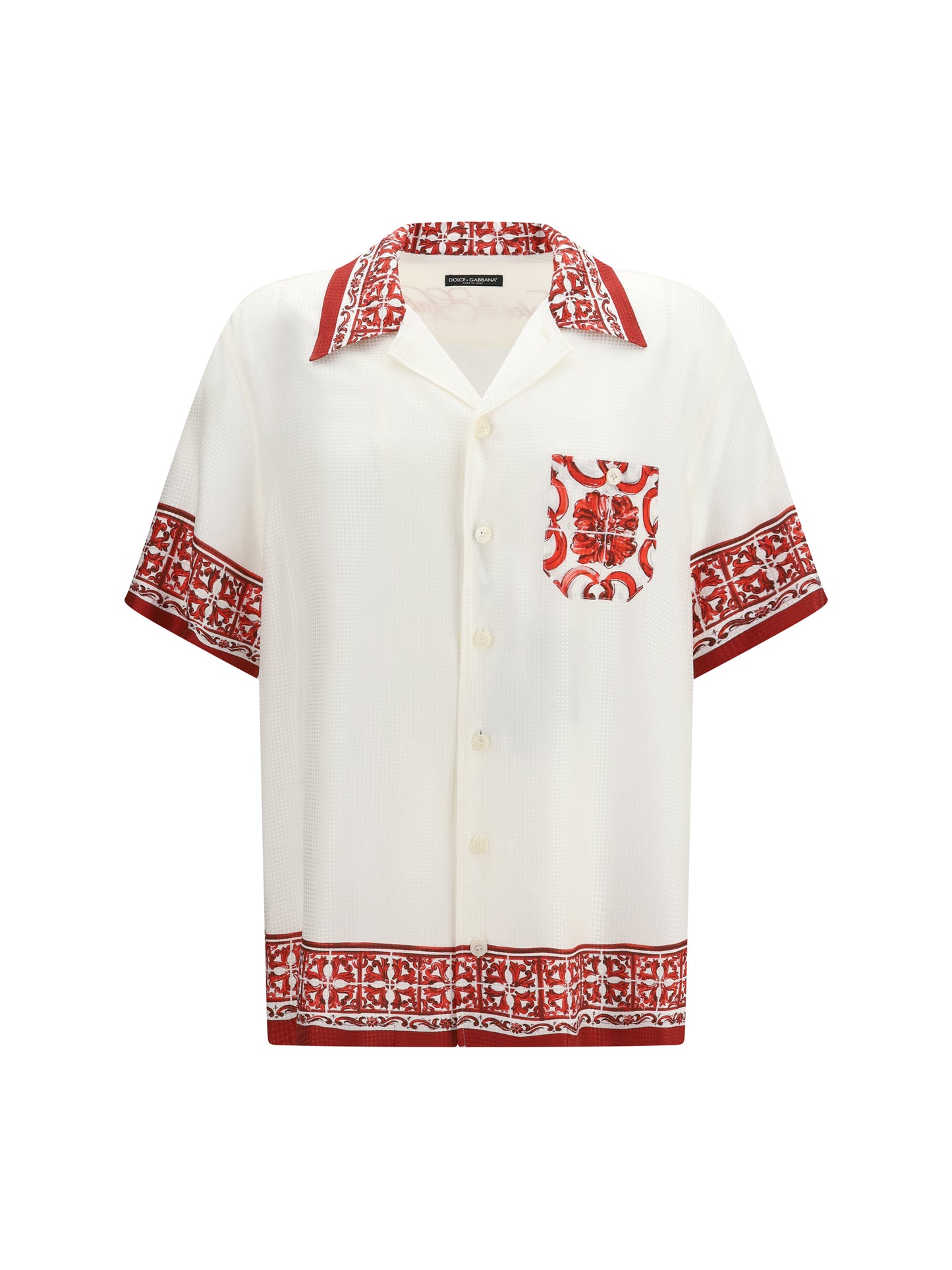 Dolce & Gabbana Men Hawaii Shirt In Jacquard Twill With Majolica Print DOLCE & GABBANA