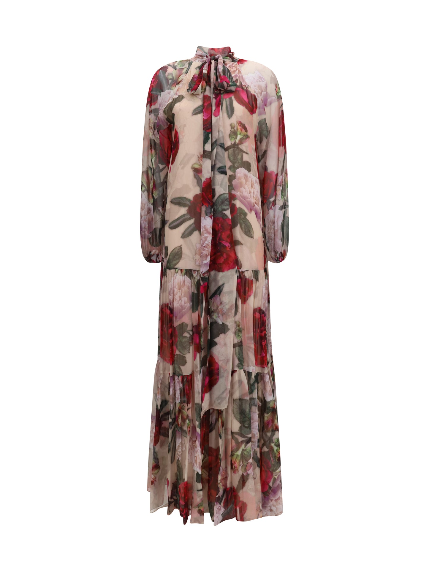 Nissa Women Long Silk Dress With Scarf Detail NISSA