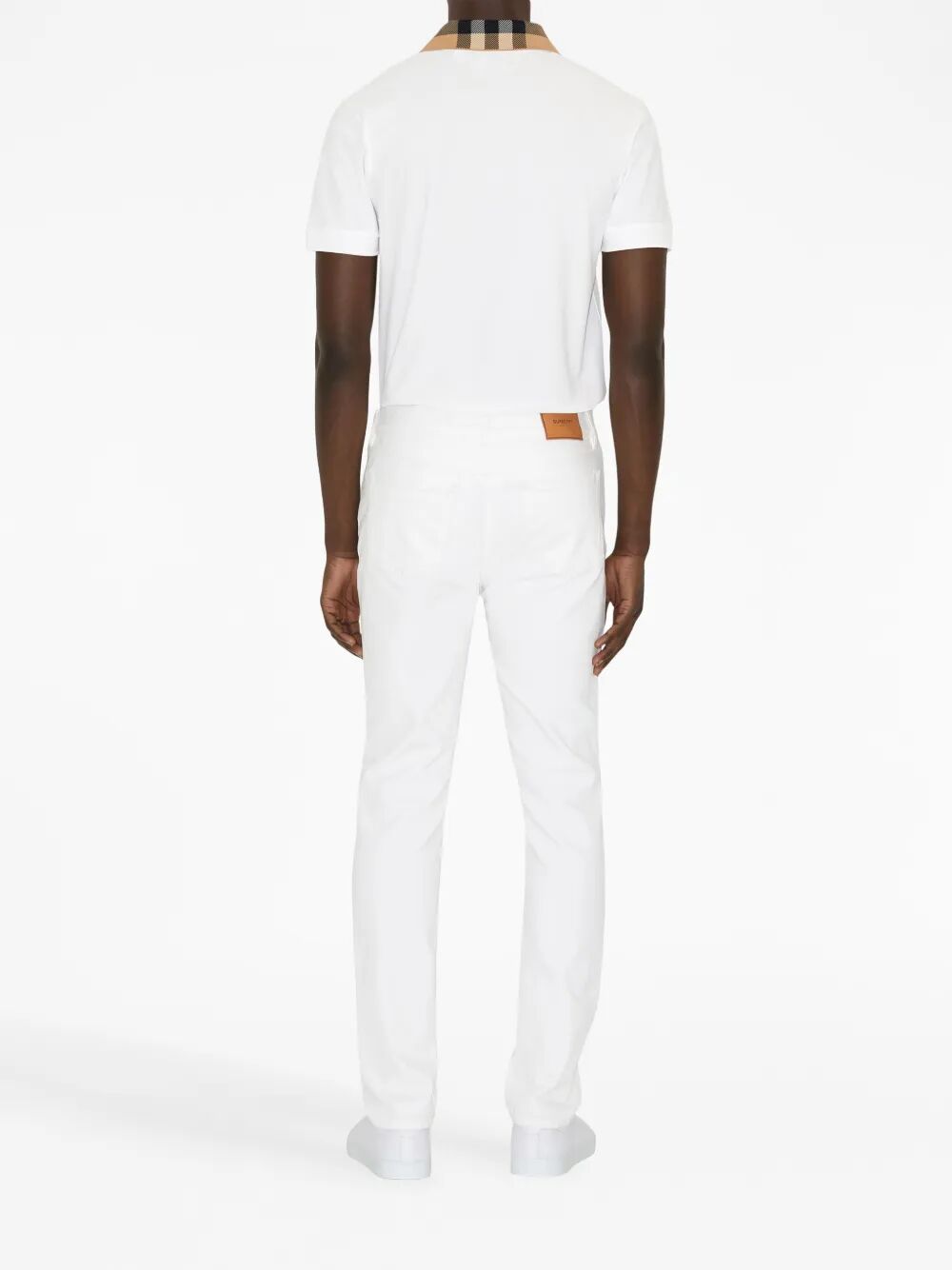 Burberry Men Slim Fit Check Collar Cotton Polo Shirt BURBERRY