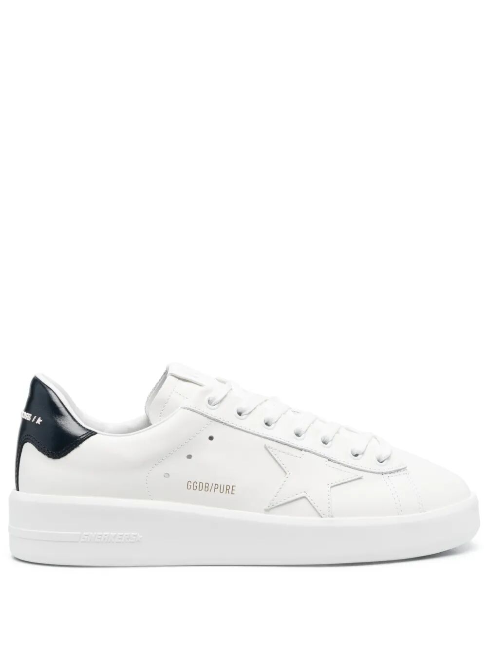 Golden Goose Men Purestar Leather Sneakers With White Leather Star And Black Shiny Leather Heel GOLDEN GOOSE