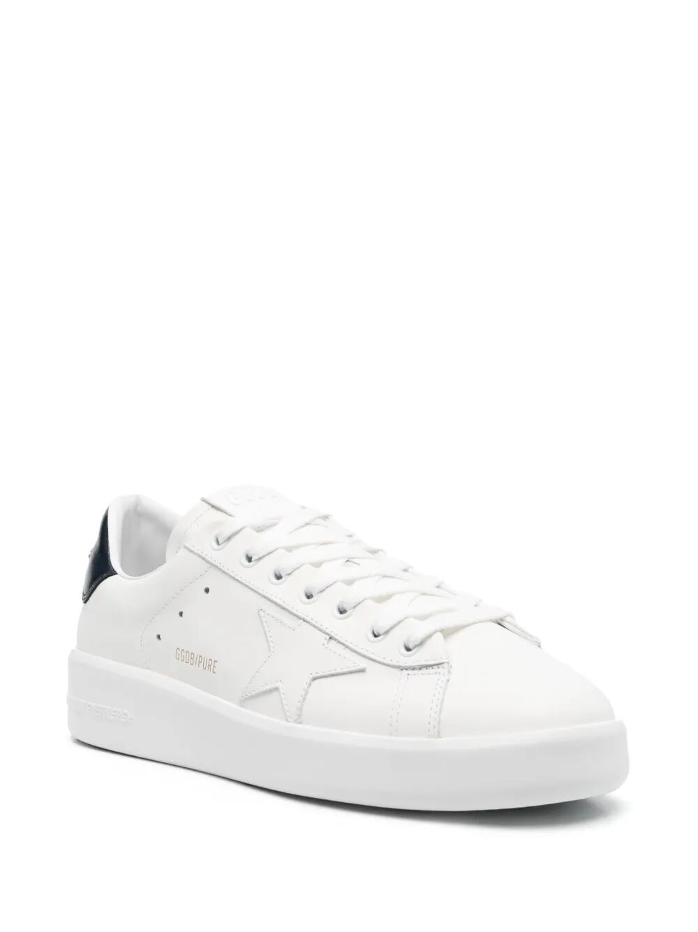 Golden Goose Men Purestar Leather Sneakers With White Leather Star And Black Shiny Leather Heel GOLDEN GOOSE