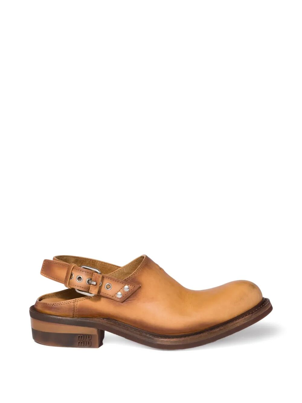 Miu Miu Women Foule Antiqued Leather Mules MIU MIU