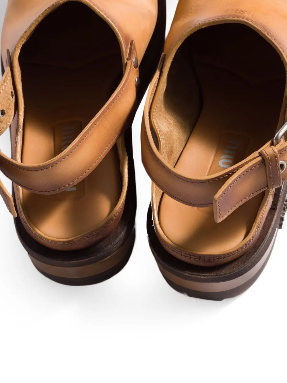 Miu Miu Women Foule Antiqued Leather Mules MIU MIU