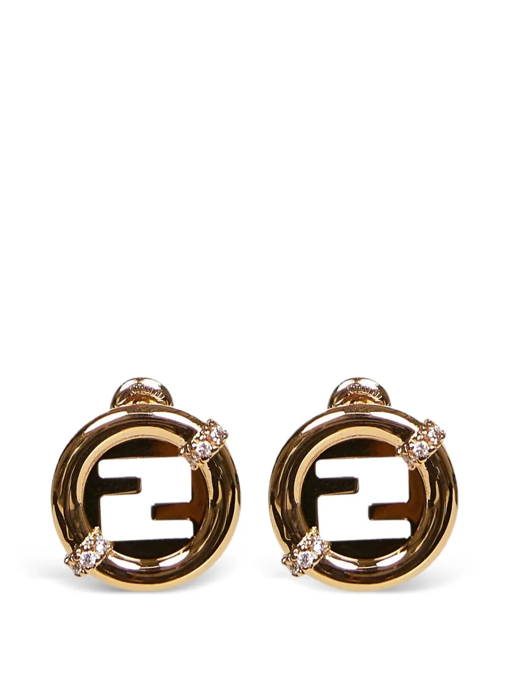 Fendi Women Everround Fendi Metal And Crystal Earrings FENDI