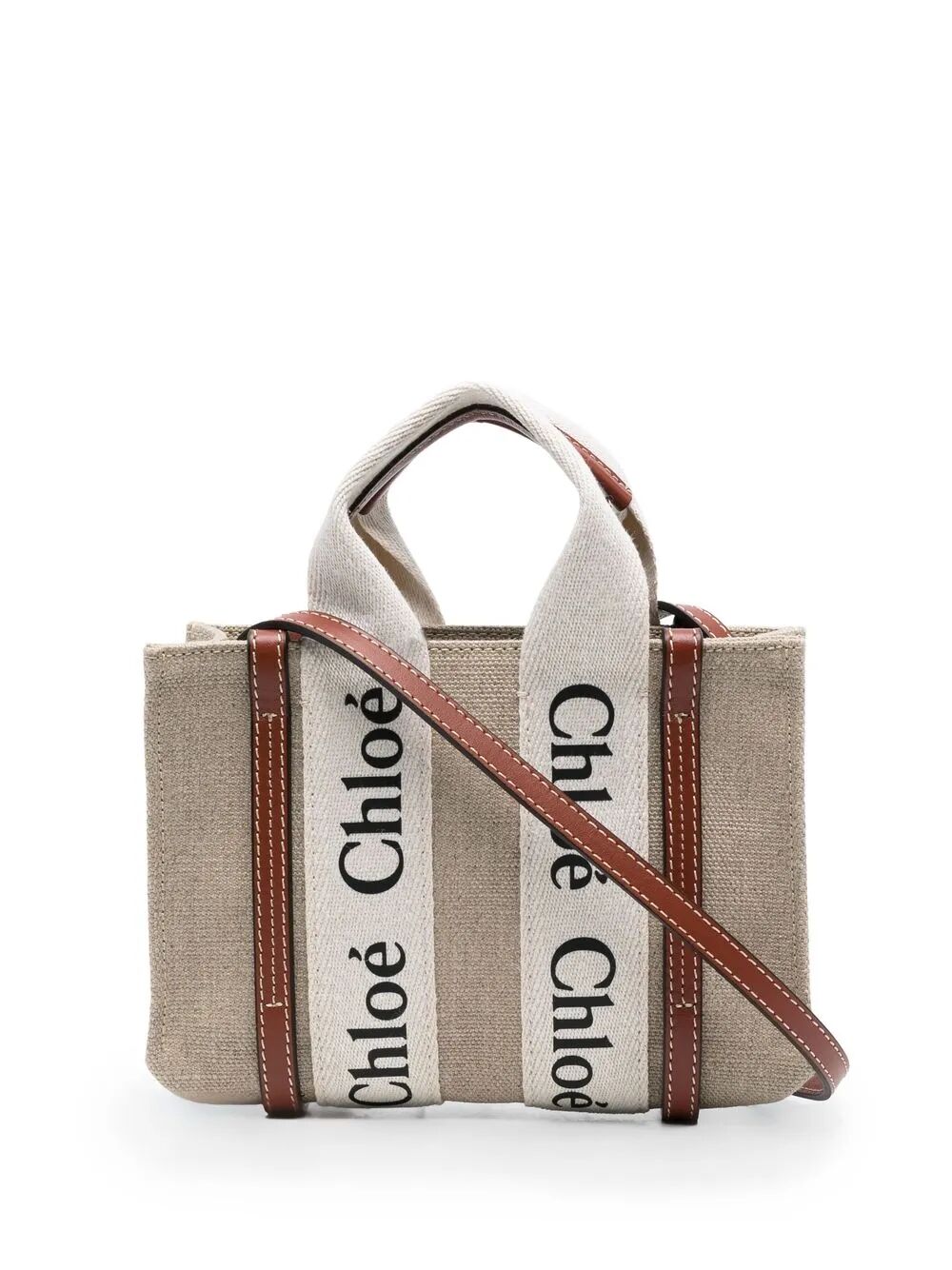 Chloe Women Mini Woody Linen Tote Bag CHLOE