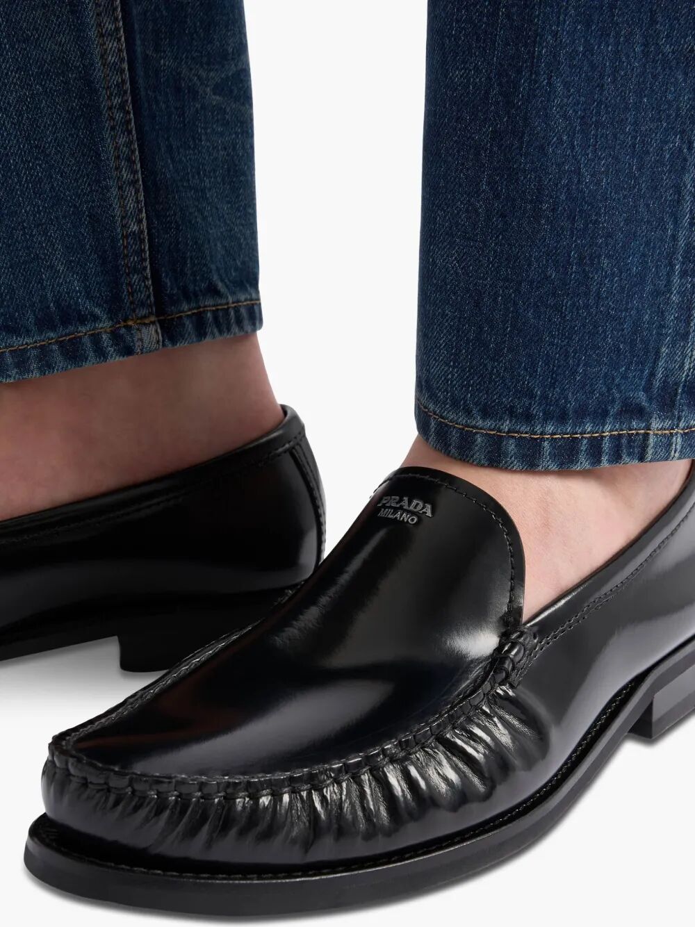 Prada Men Brushed Leather Loafers PRADA