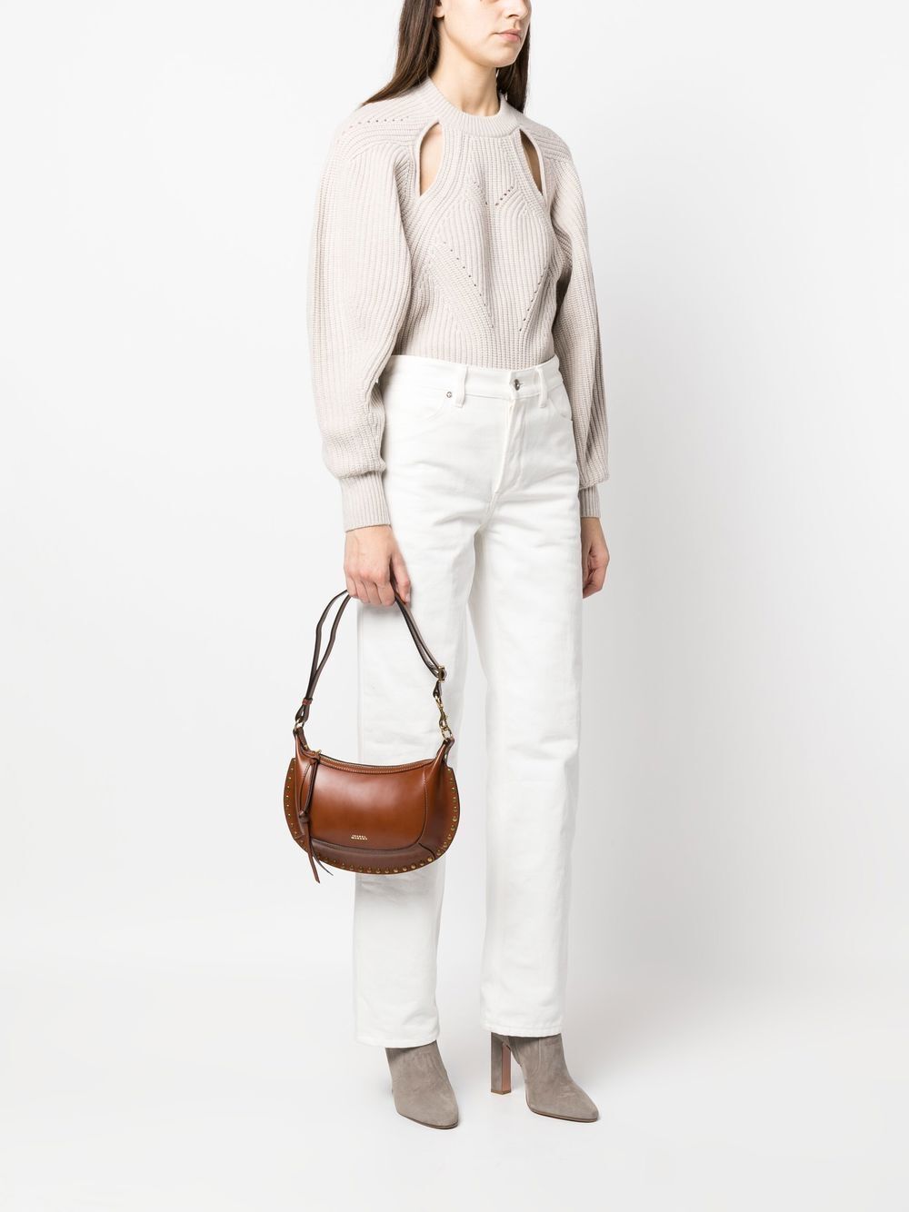 Isabel Marant Women Oskan Moon Studded Shoulder Bag ISABEL MARANT