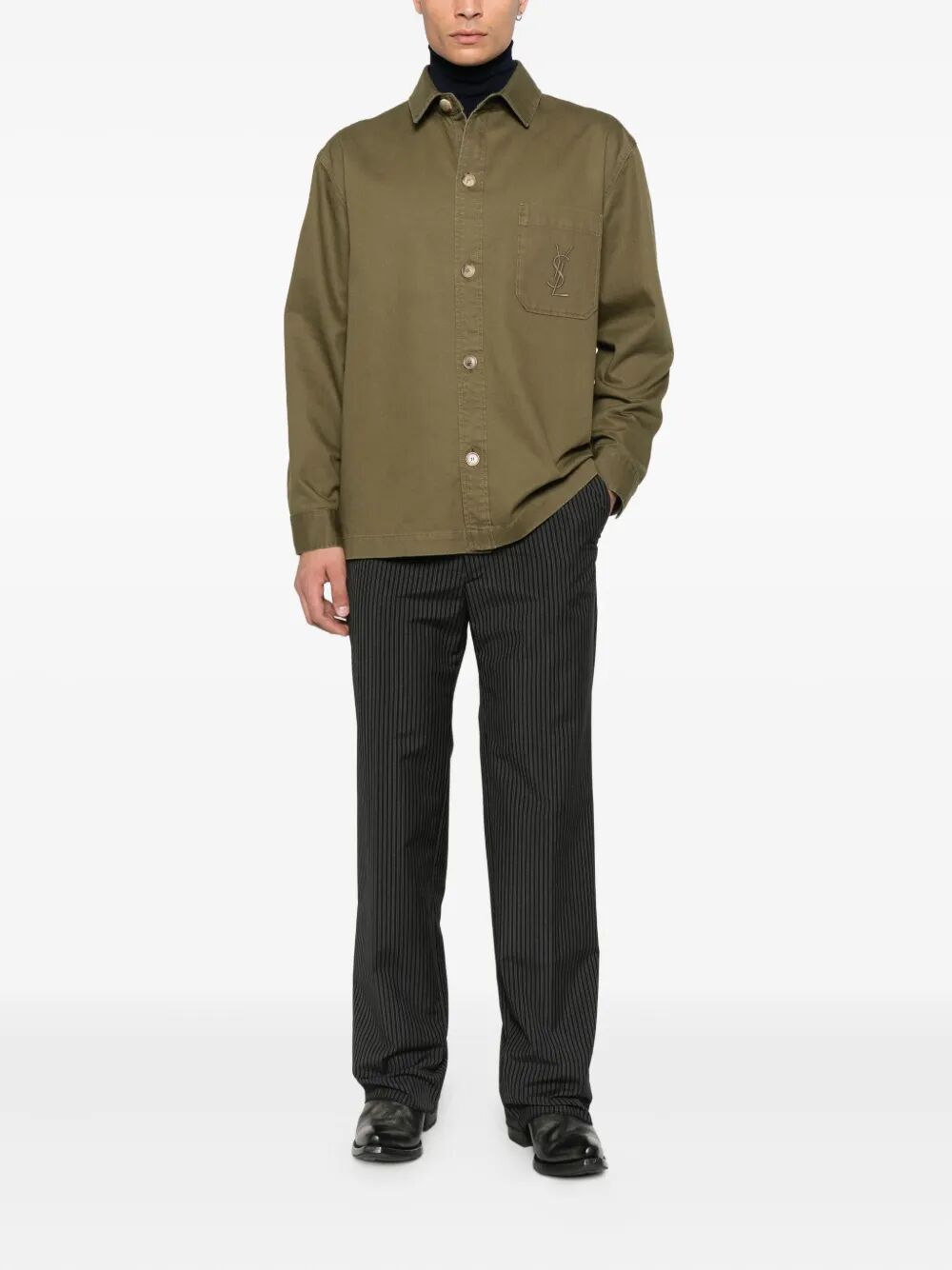 Saint Laurent Men Cassandre Overshirt In Cotton Linen Gabardine SAINT LAURENT