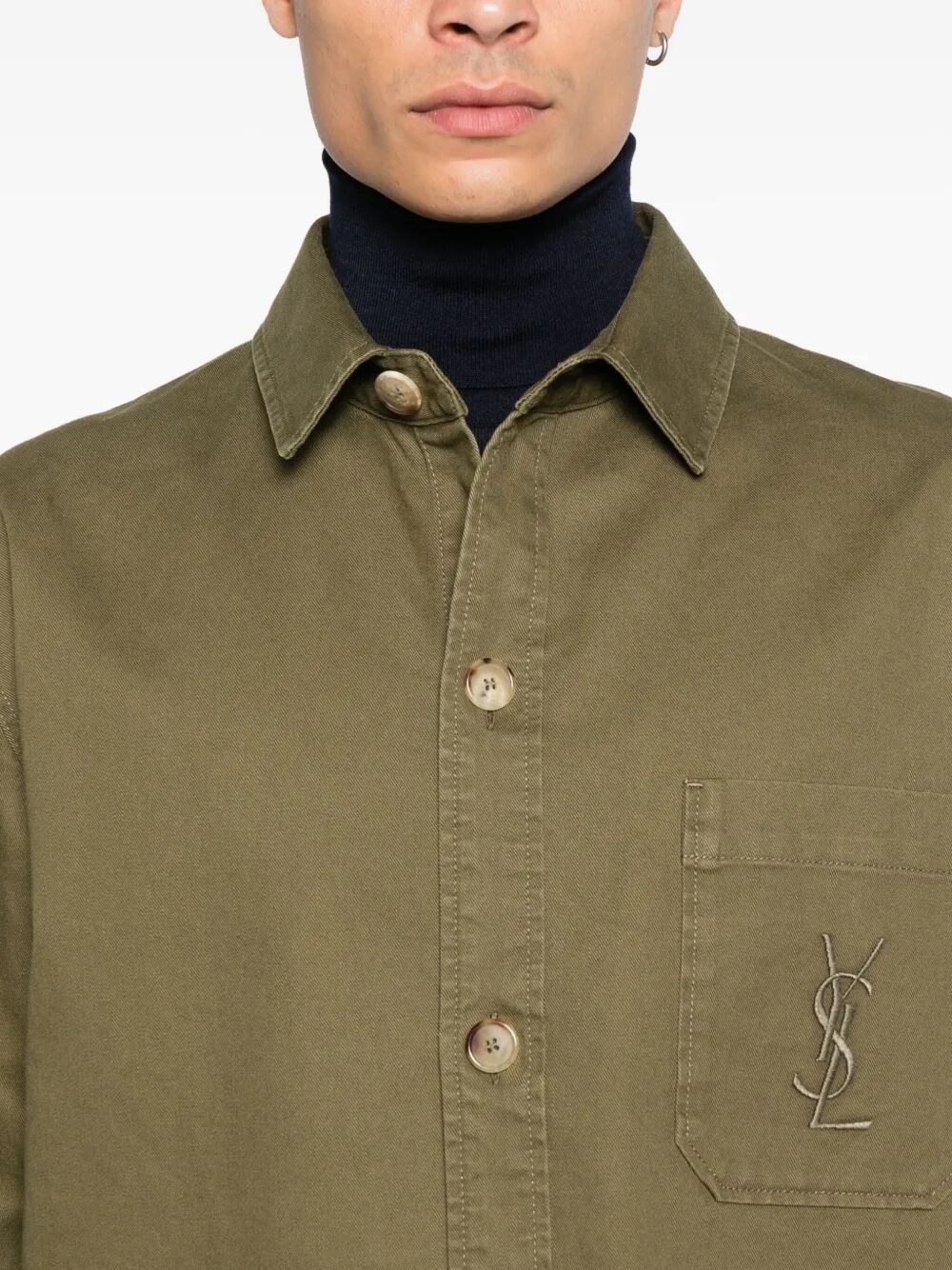 Saint Laurent Men Cassandre Overshirt In Cotton Linen Gabardine SAINT LAURENT