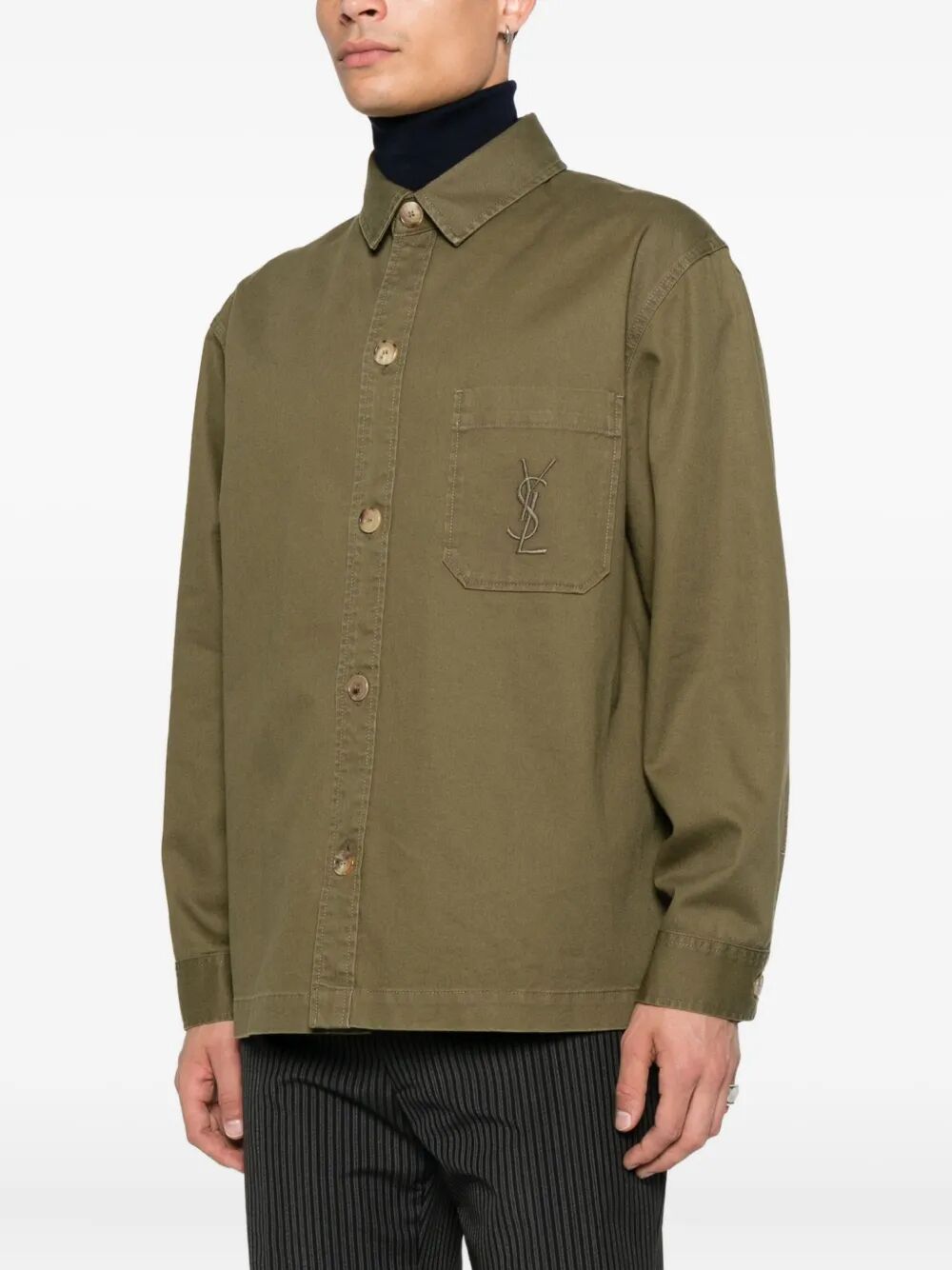 Saint Laurent Men Cassandre Overshirt In Cotton Linen Gabardine SAINT LAURENT