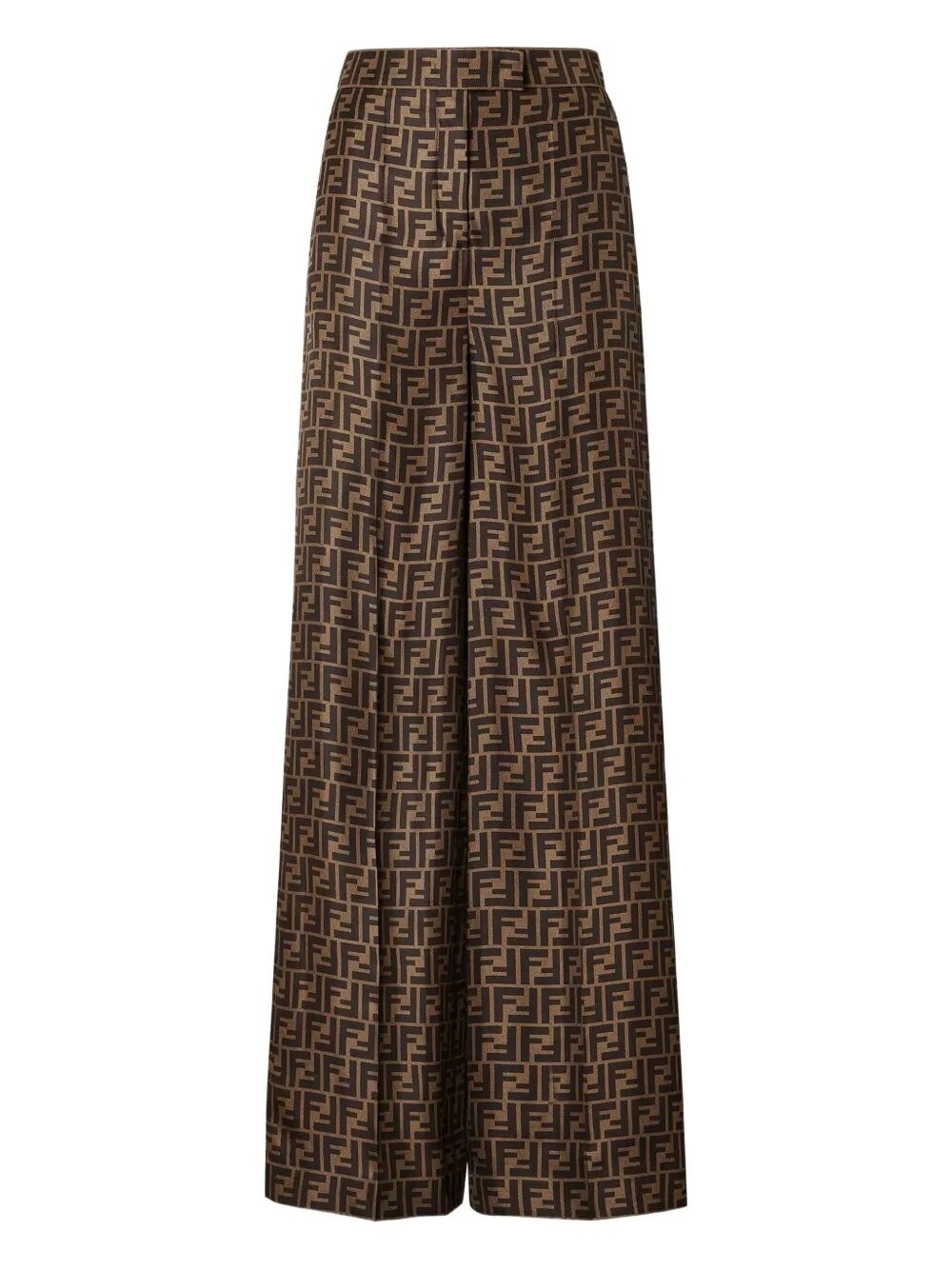 Fendi Women Ff Silk Twill Wide Leg Trousers FENDI