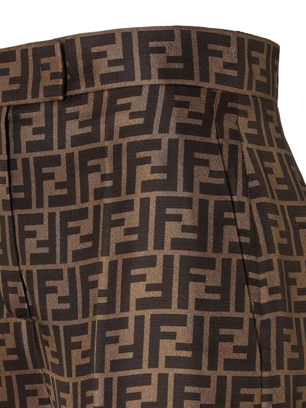 Fendi Women Ff Silk Twill Wide Leg Trousers FENDI