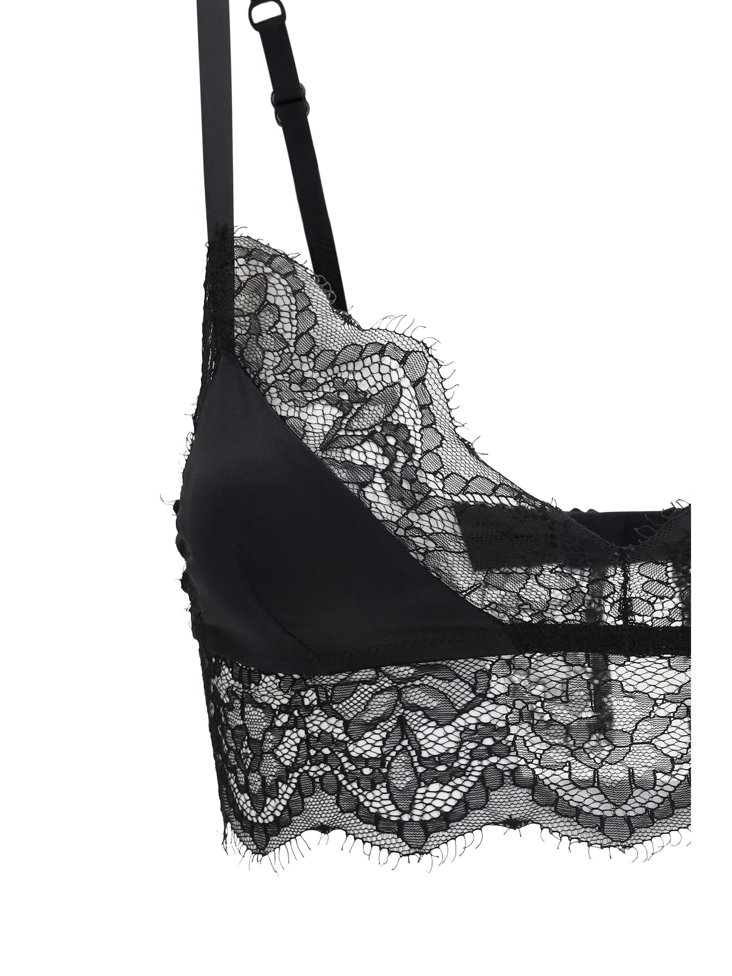 Dolce & Gabbana Women Satin Soft-Cup Bralette Bra With Lace