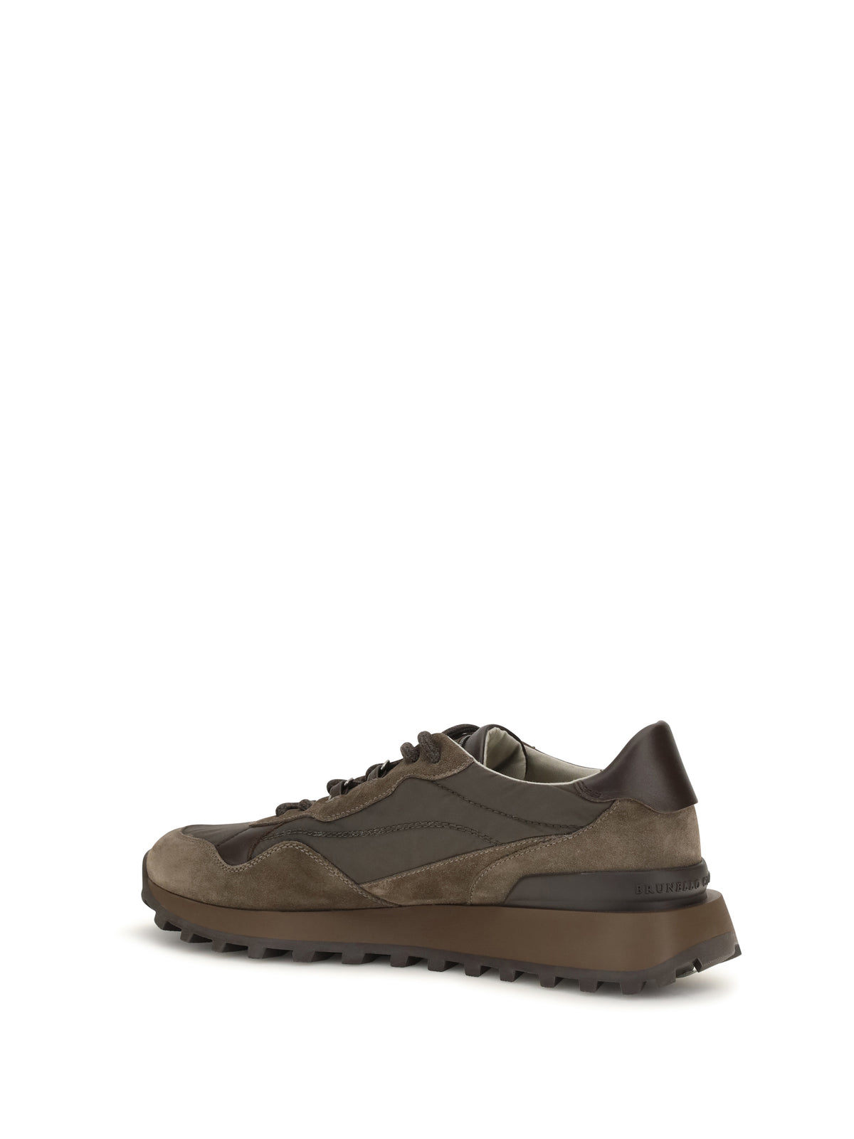 Brunello Cucinelli Women Suede And Techno Cotton Sneakers With Shiny Detail BRUNELLO CUCINELLI