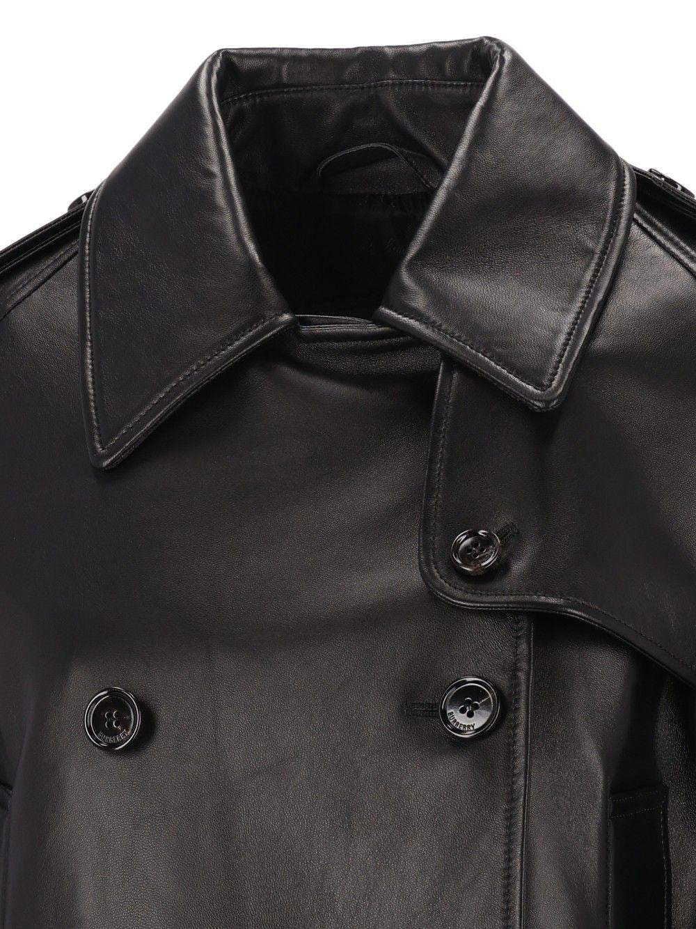 Burberry Women Mayfair Cropped Leather Trench Jacket BURBERRY