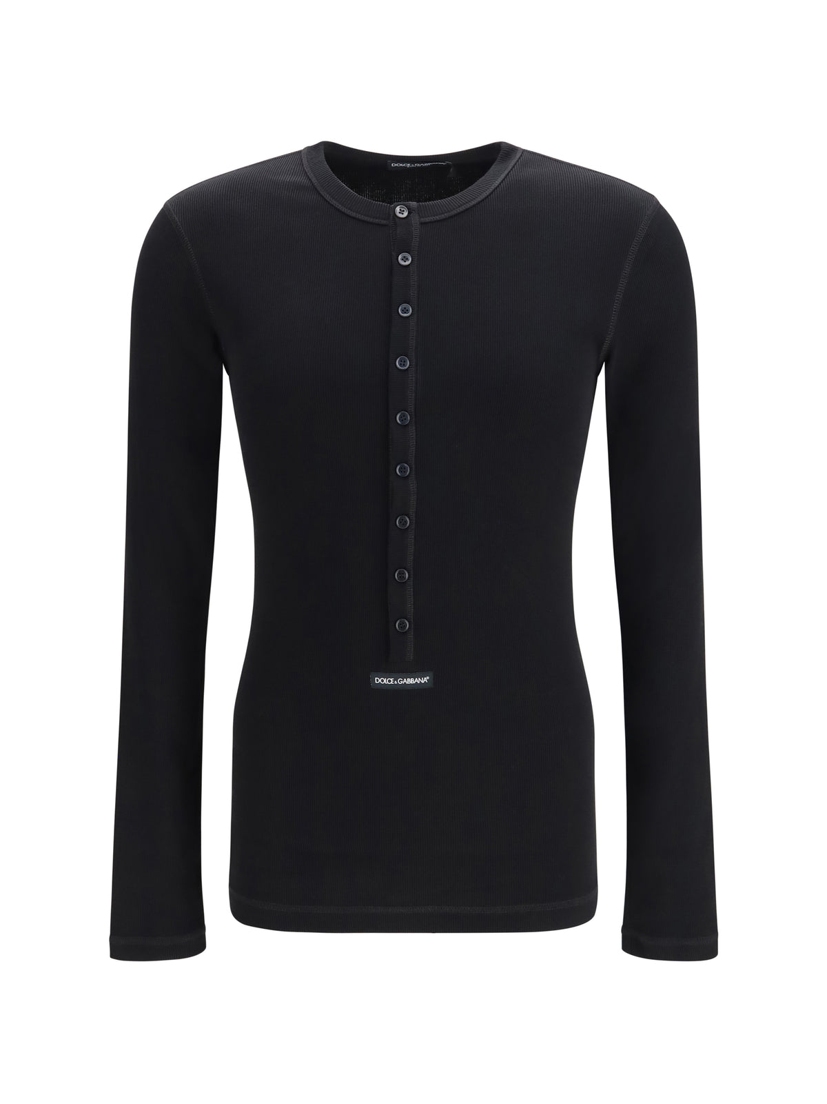Dolce & Gabbana Men Ribbed Cotton Henley T-Shirt DOLCE & GABBANA