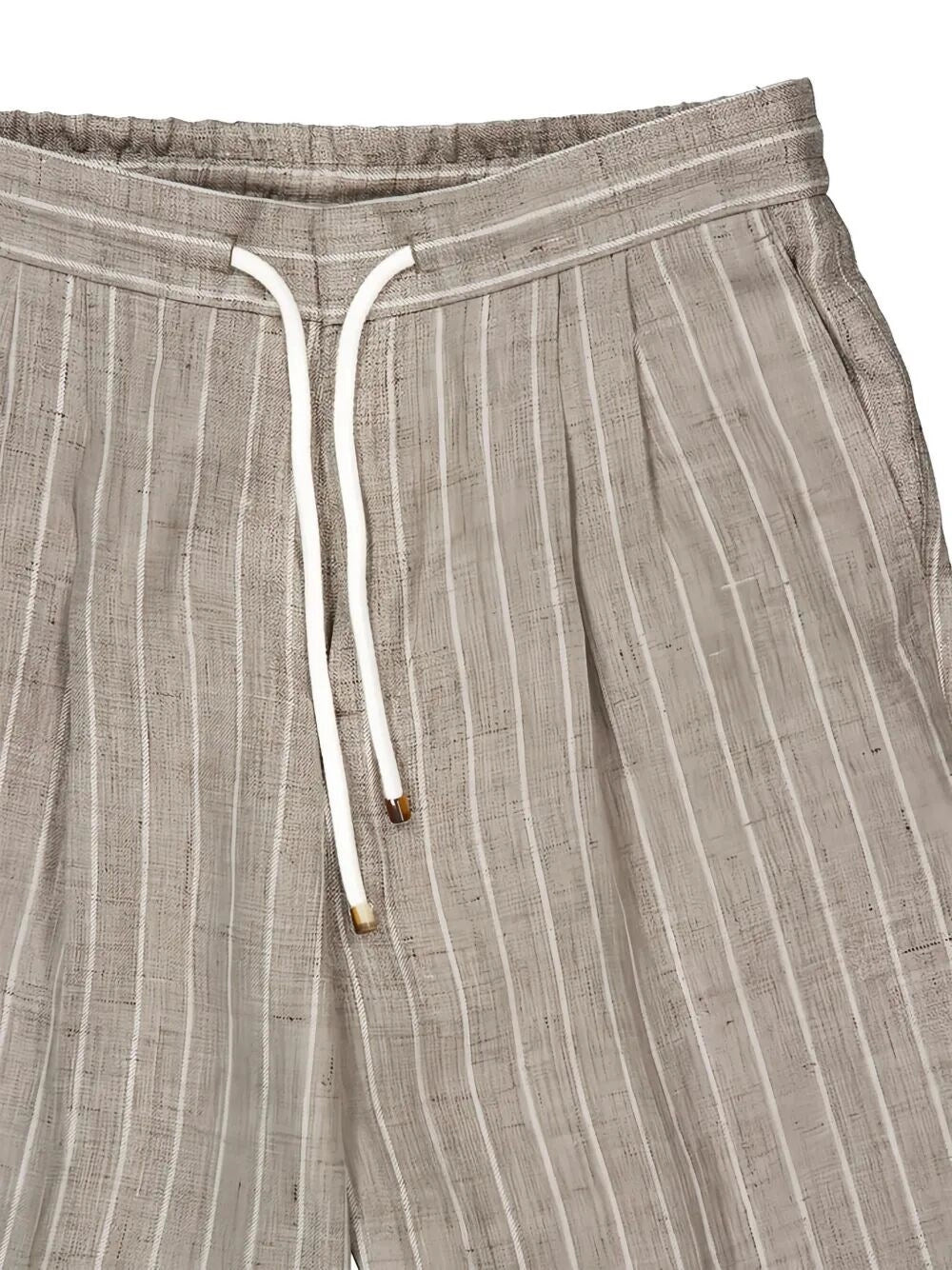 Brunello Cucinelli Men Stripe Linen Pants With Drawstring And Double Pleats BRUNELLO CUCINELLI