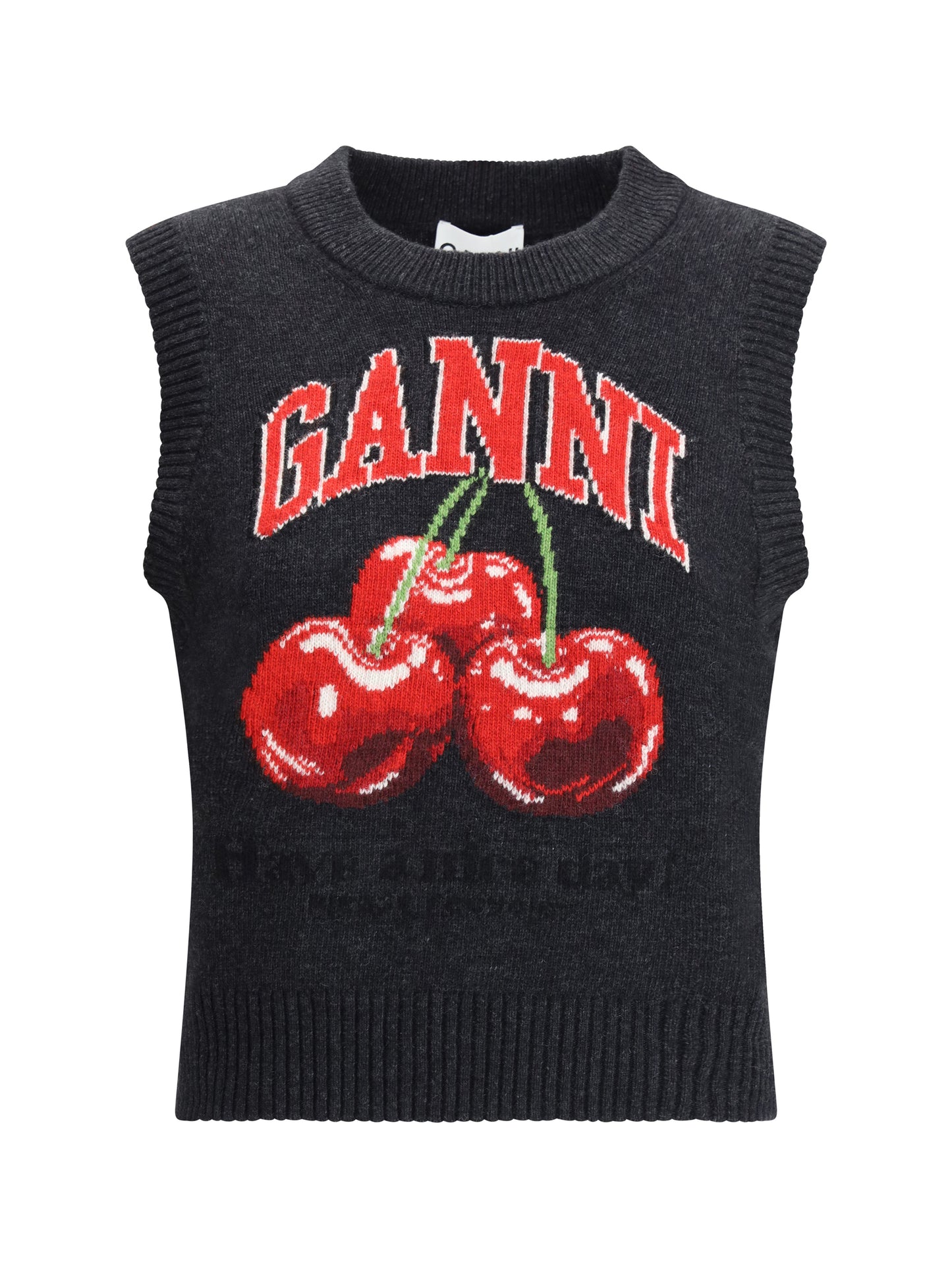 Ganni Women Wool Vest With Graphic Cherries