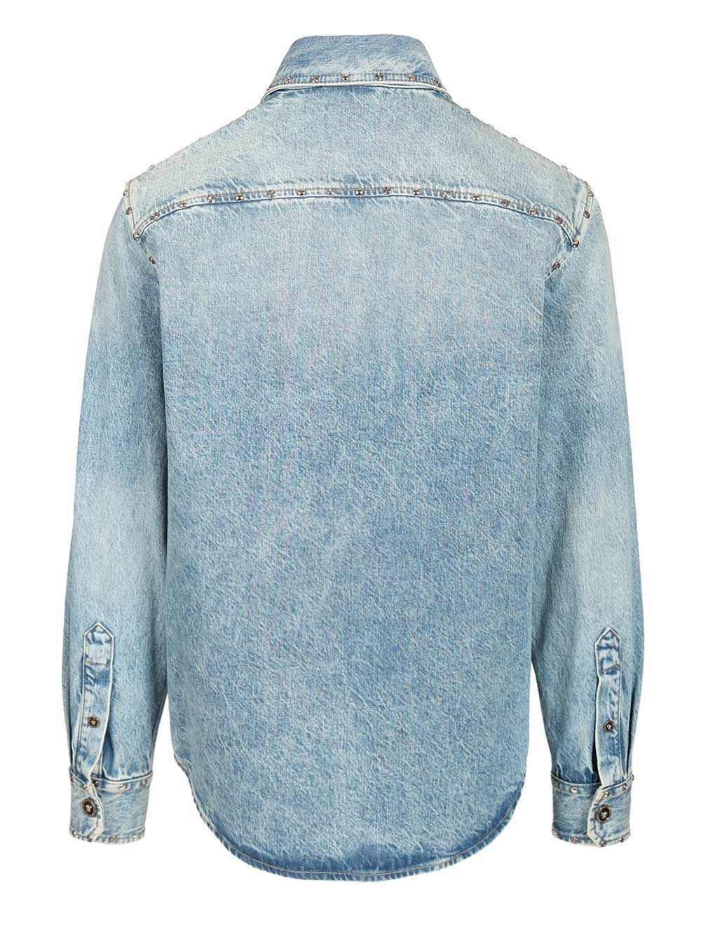 Versace Men Studded Denim Shirt VERSACE