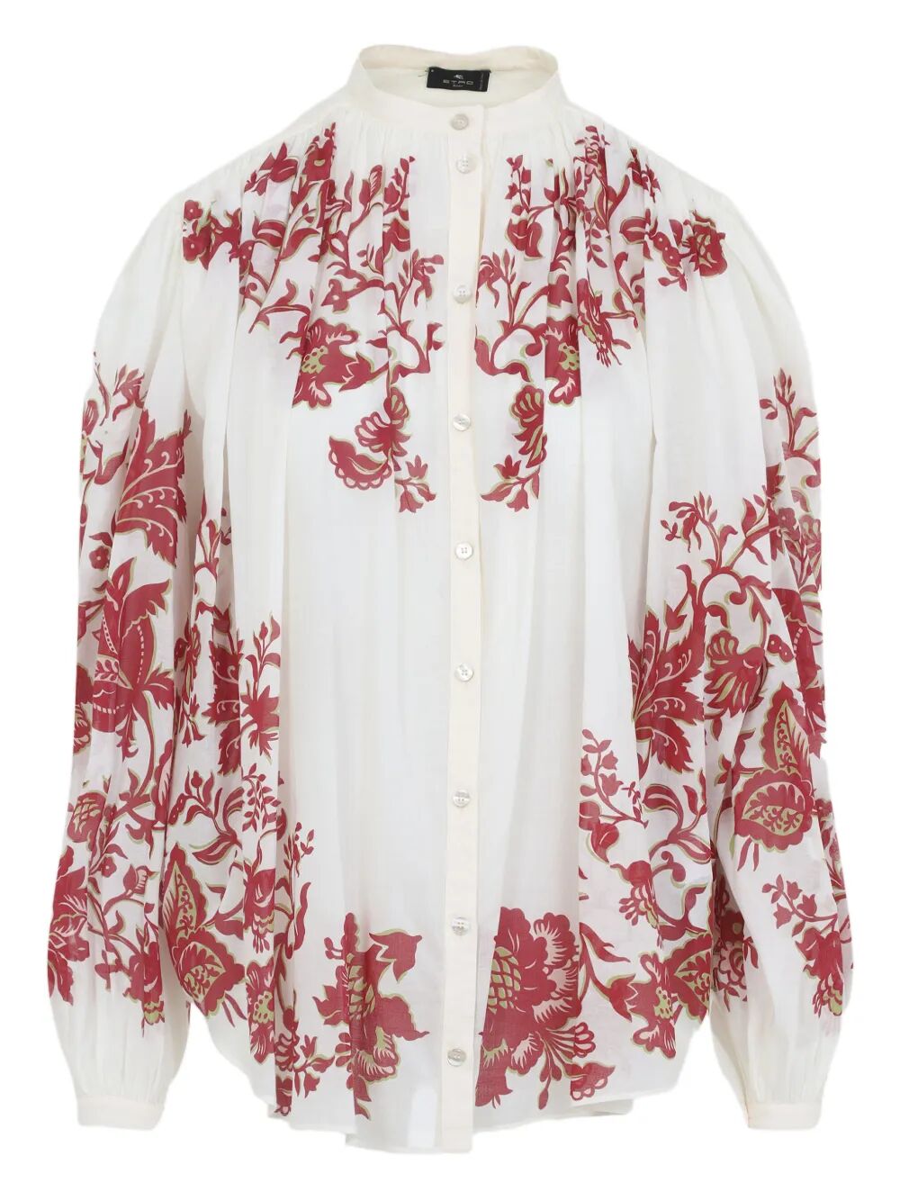 Etro Women Flower-Print Pleated Cotton Blouse