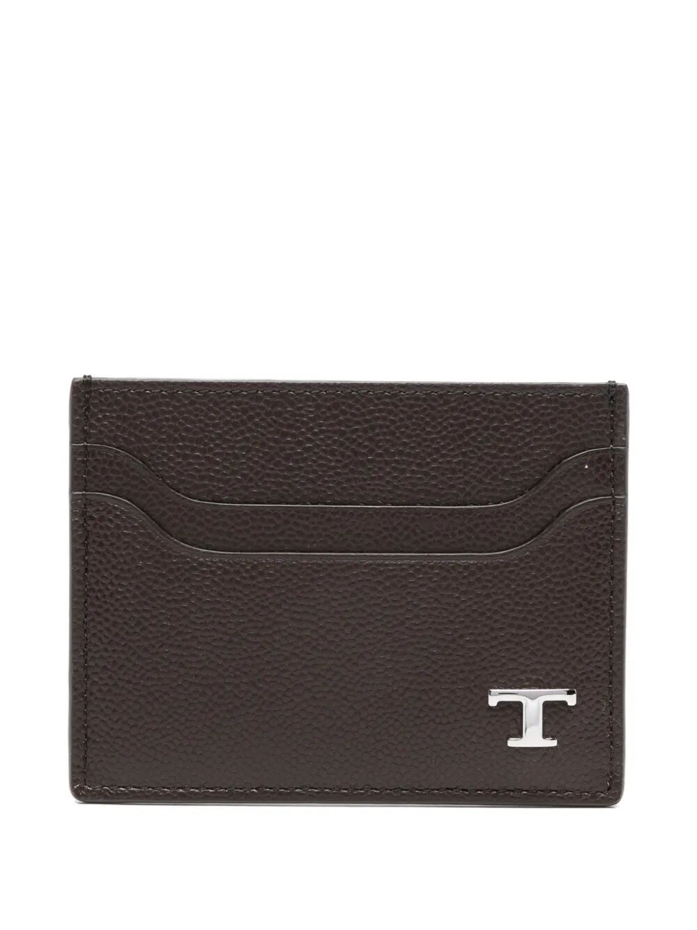 Tod's Men Grained Leather Cardholder With Metal T Timeless Logo TOD'S