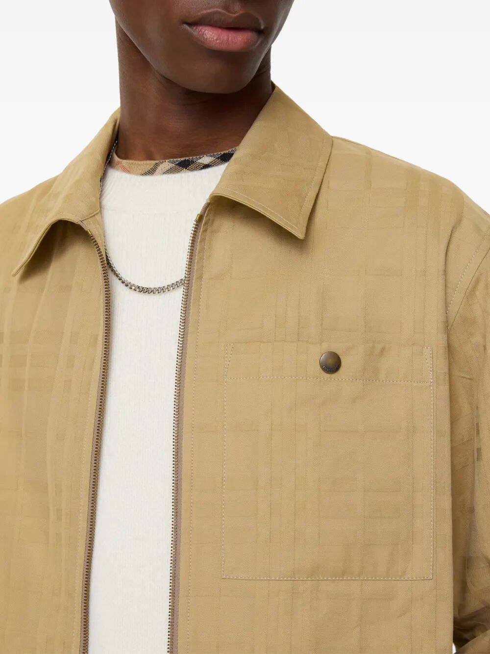 Burberry Men Check Cotton Zip Overshirt BURBERRY