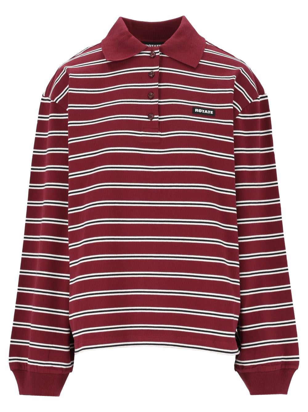 Rotate Women Long-Sleeved Striped Polo Shirt ROTATE