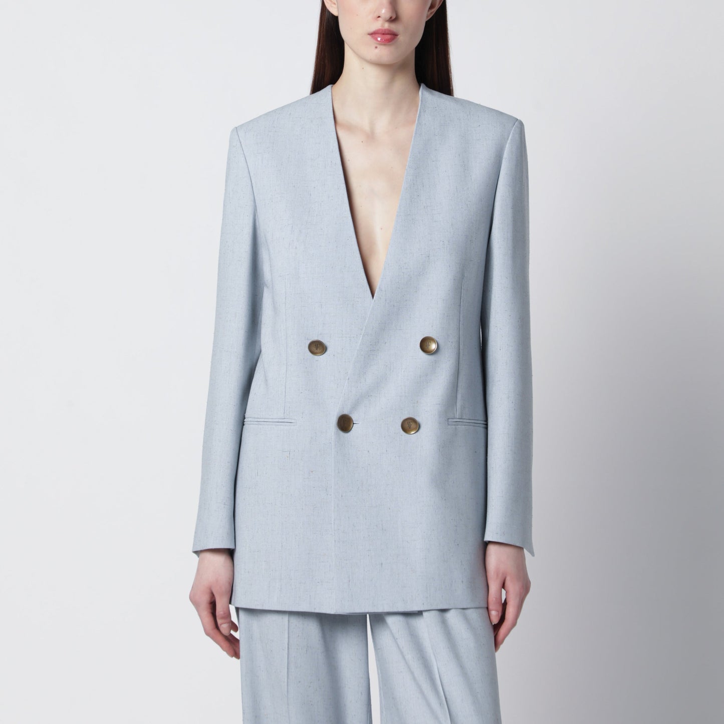 Alberta Ferretti Light Blue Double-Breasted Tweed Jacket Women ALBERTA FERRETTI