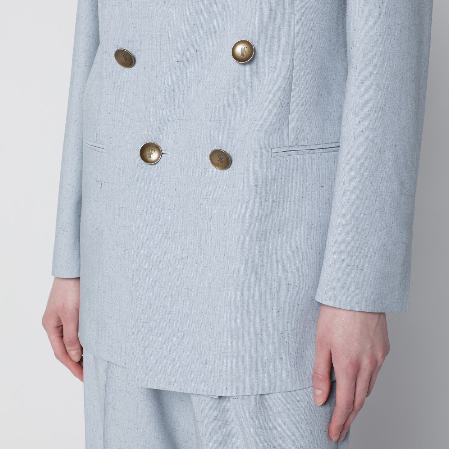 Alberta Ferretti Light Blue Double-Breasted Tweed Jacket Women ALBERTA FERRETTI