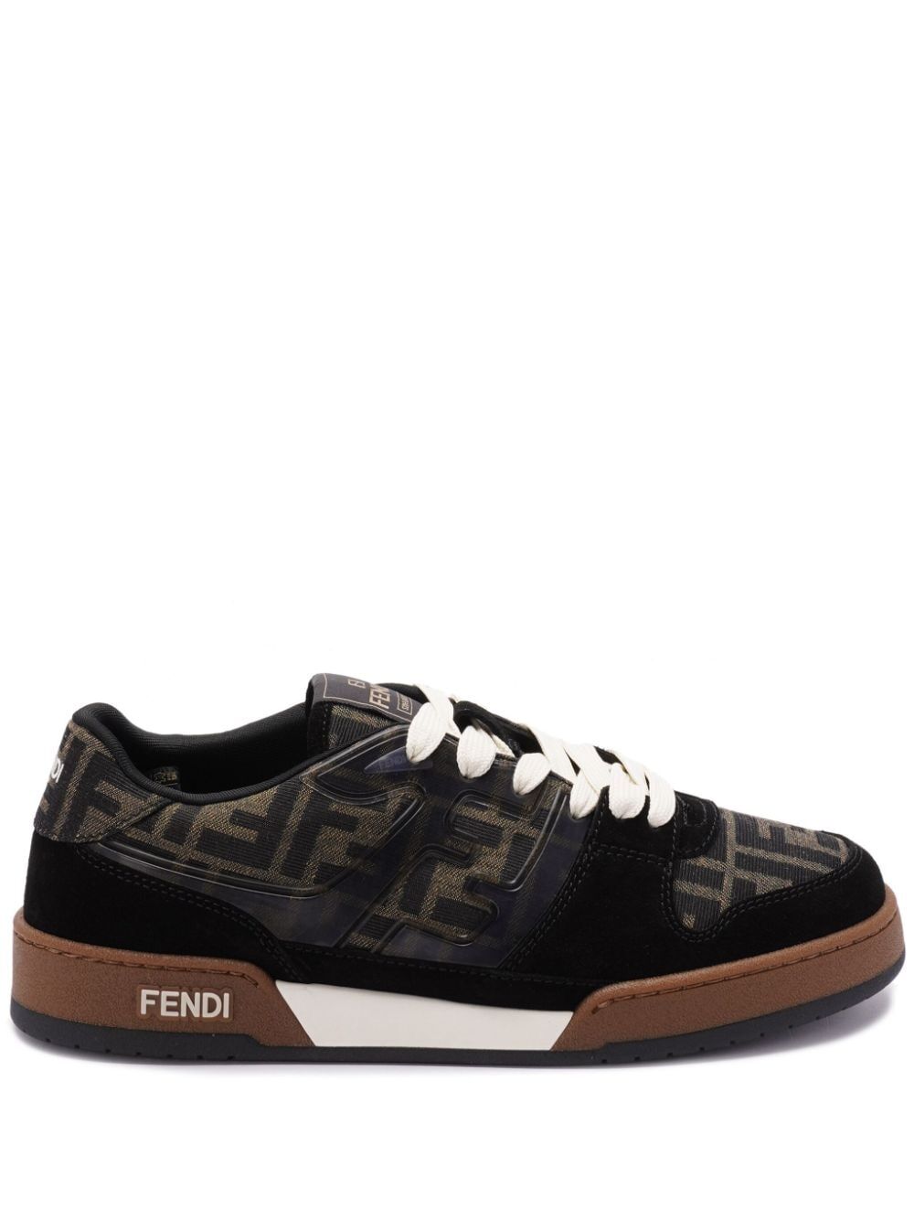 Fendi Men Ff Jacquard And Suede Fendi Match Sneakers FENDI