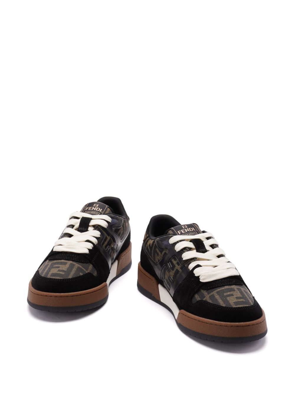 Fendi Men Ff Jacquard And Suede Fendi Match Sneakers FENDI