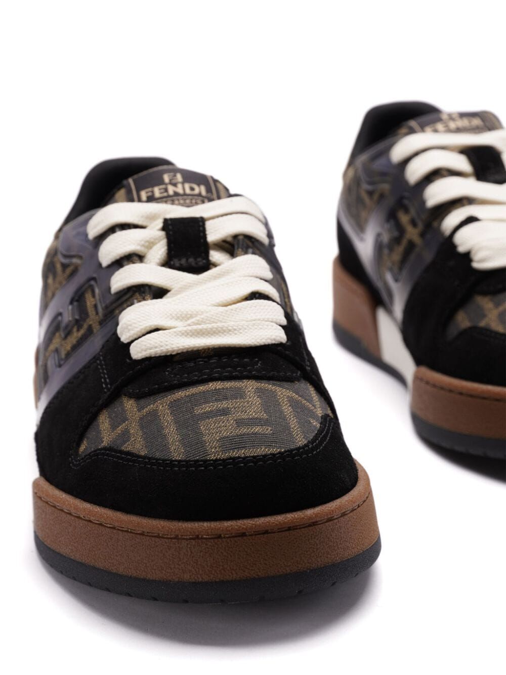 Fendi Men Ff Jacquard And Suede Fendi Match Sneakers FENDI