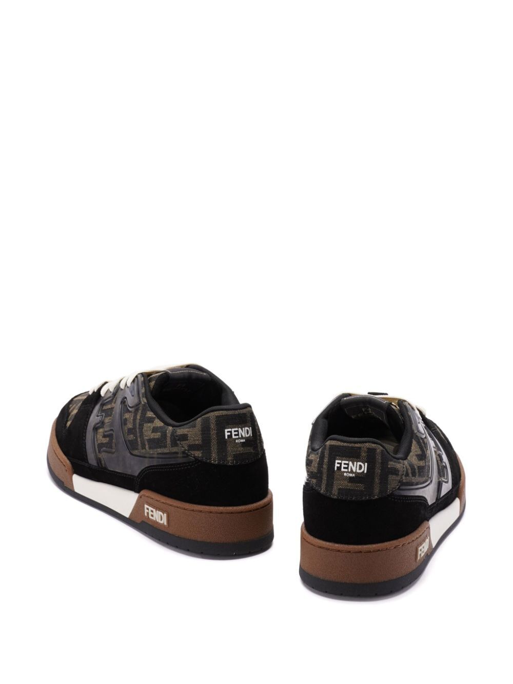Fendi Men Ff Jacquard And Suede Fendi Match Sneakers FENDI