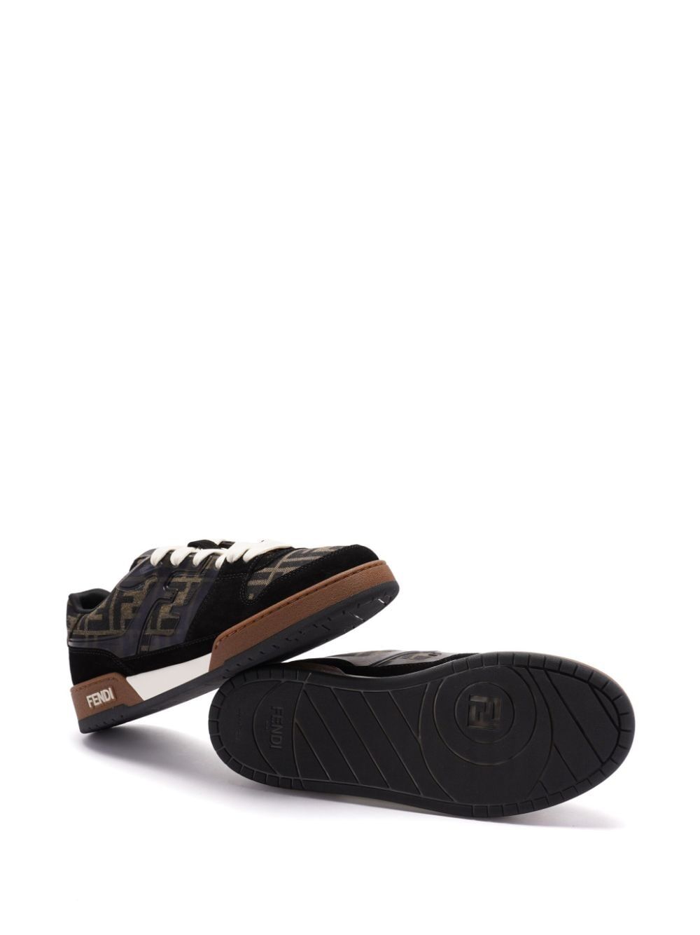 Fendi Men Ff Jacquard And Suede Fendi Match Sneakers FENDI