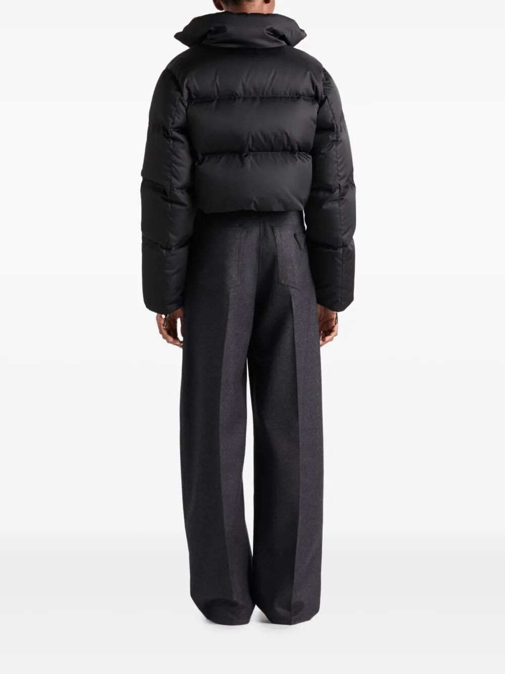 Prada Women Cropped Fit Stand-Up Collar Down Jacket PRADA