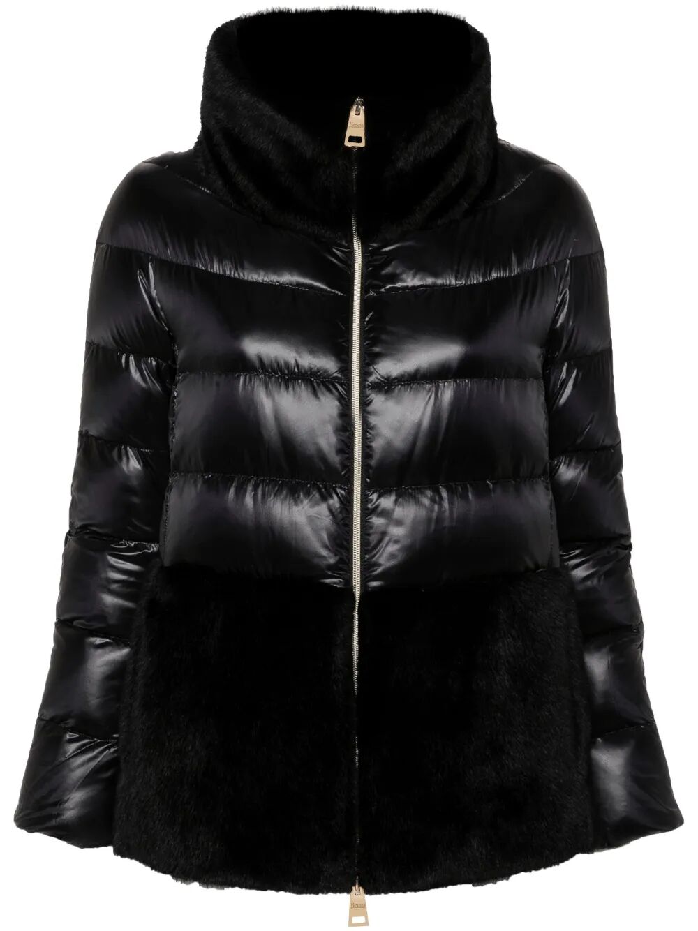 Herno Women Ultralight Nylon And Lady Alternative Fur Cape HERNO