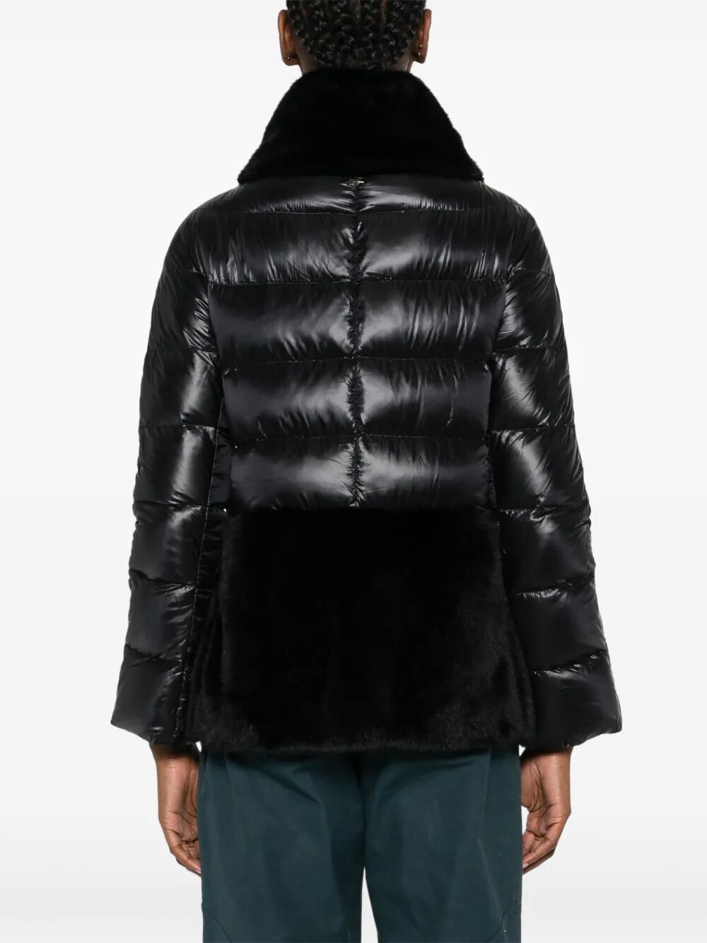 Herno Women Ultralight Nylon And Lady Alternative Fur Cape HERNO