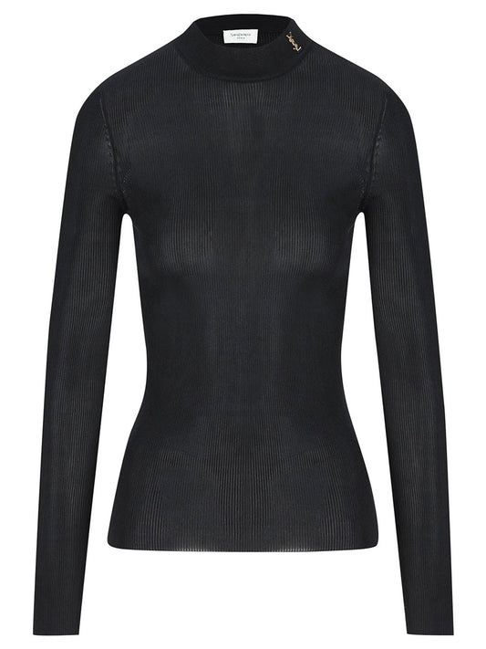 Saint Laurent Women Pullover A Coste In Seta SAINT LAURENT