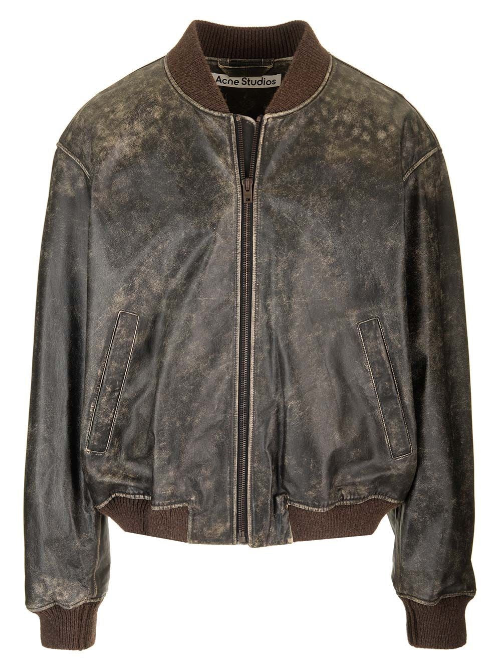 Acne Studios Men Leather Bomber Jacket ACNE STUDIOS