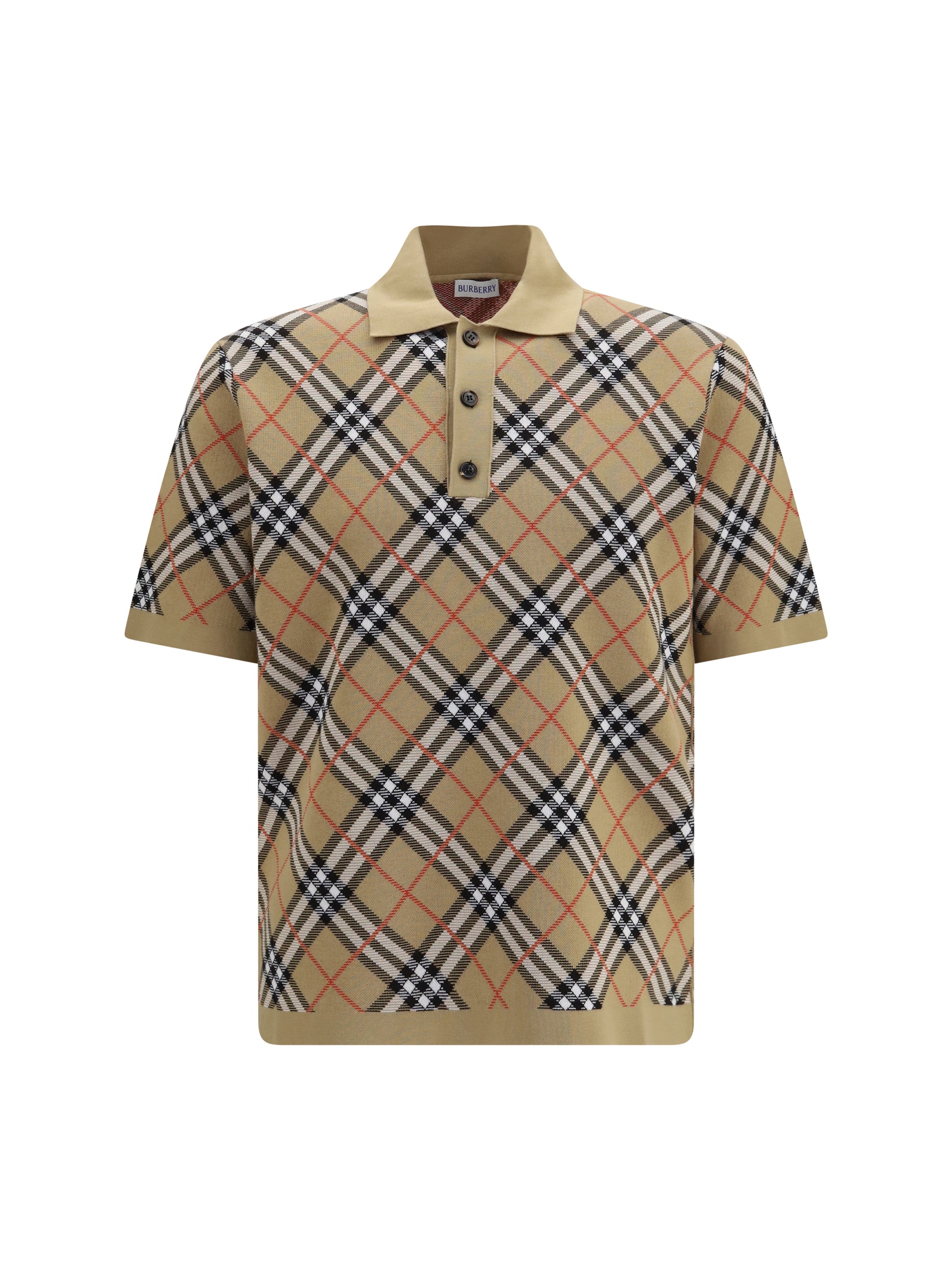 Burberry Men Check Cotton Blend Polo Shirt BURBERRY