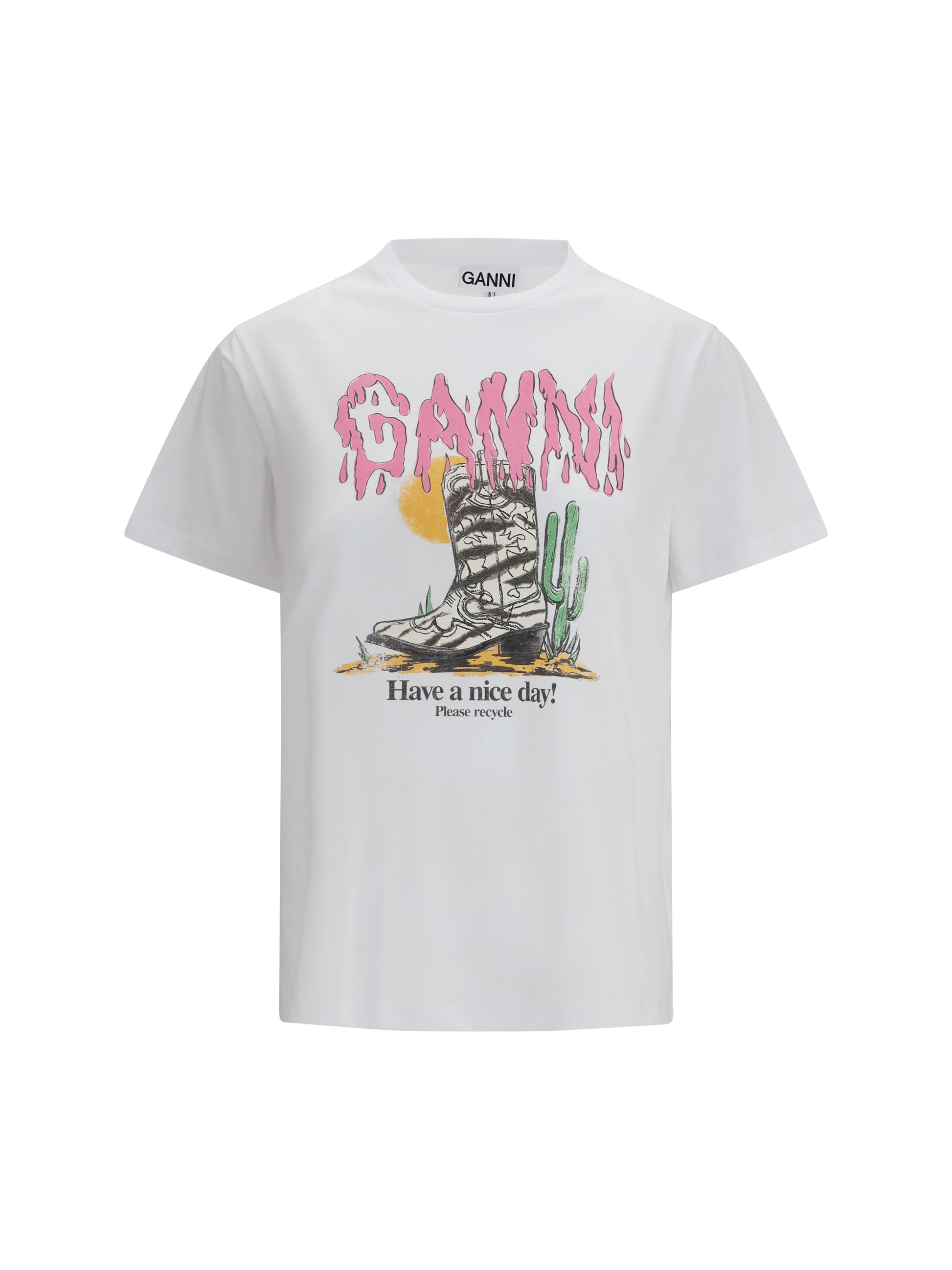 Ganni Women Western T-Shirt With Cowboy Boots GANNI