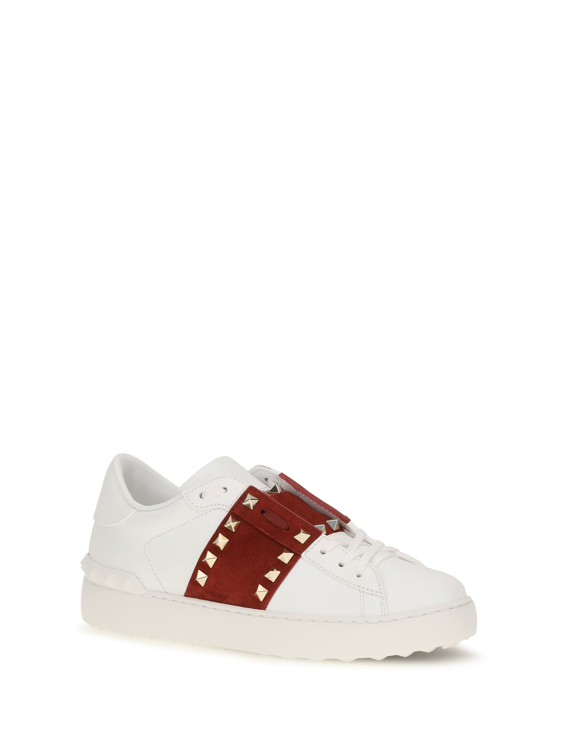 Valentino Garavani Women Rockstud Untitled Sneakers With Suede Band VALENTINO GARAVANI