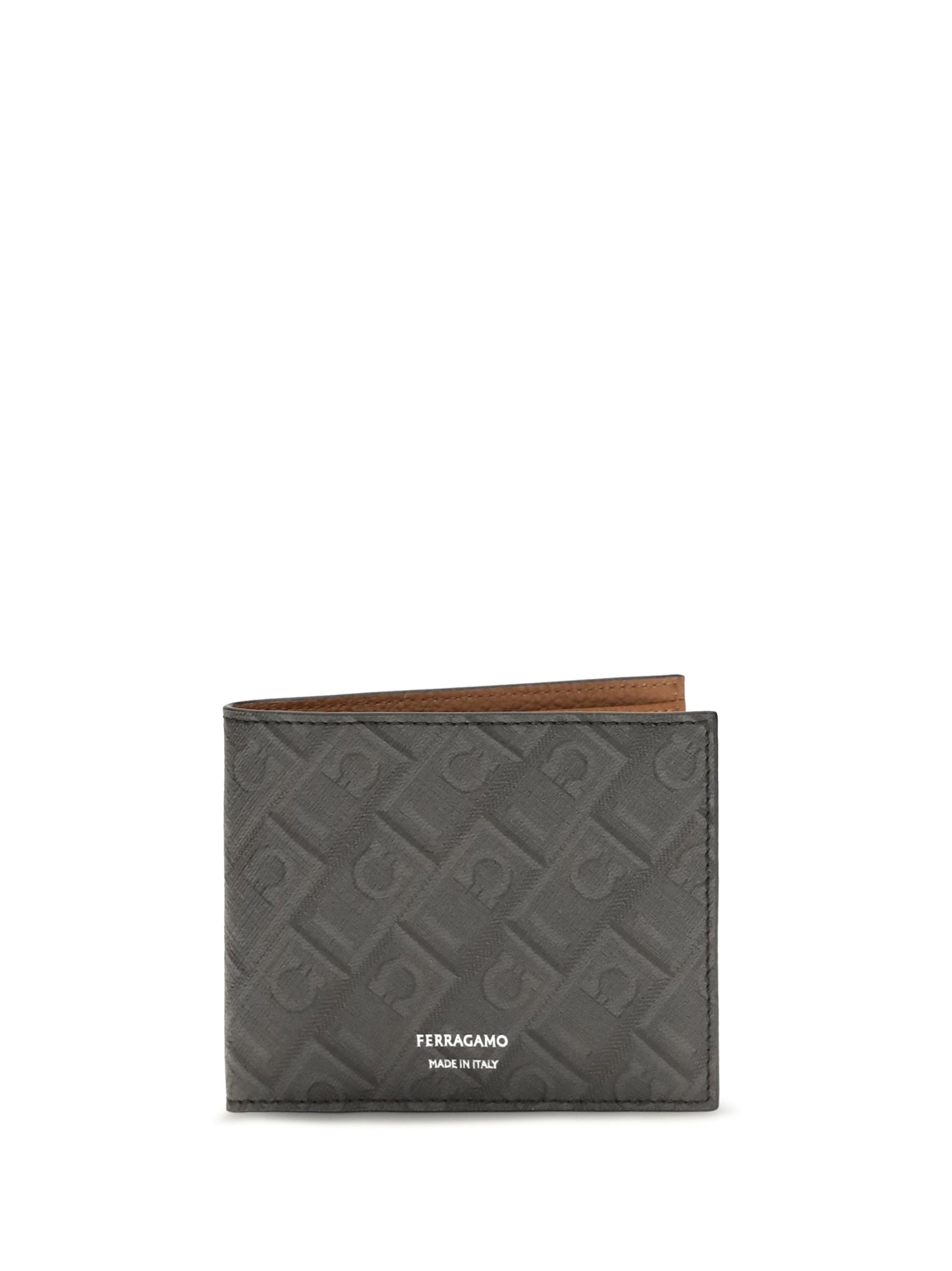 Ferragamo Men Leather Bifold Wallet With Gancini Pattern FERRAGAMO